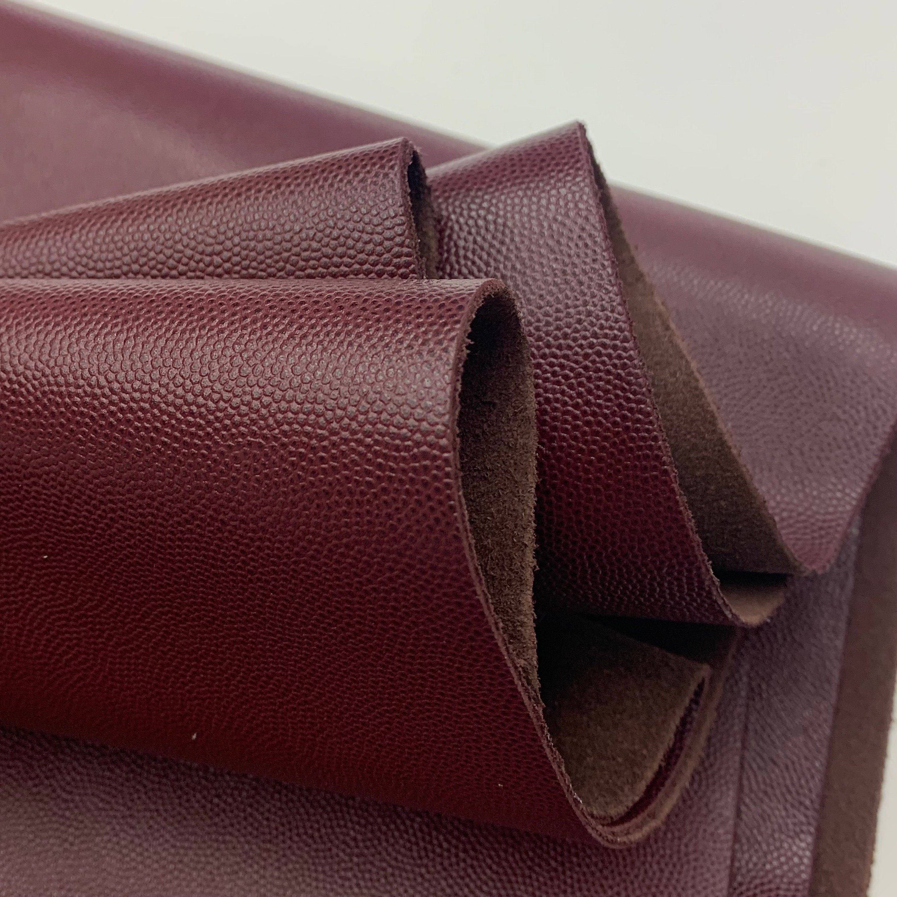 Burgundy leather caviar pebbled cow | 1.0mm | 2-3 oz |Real natural hide skin | precut sheet panel for purses, wallets