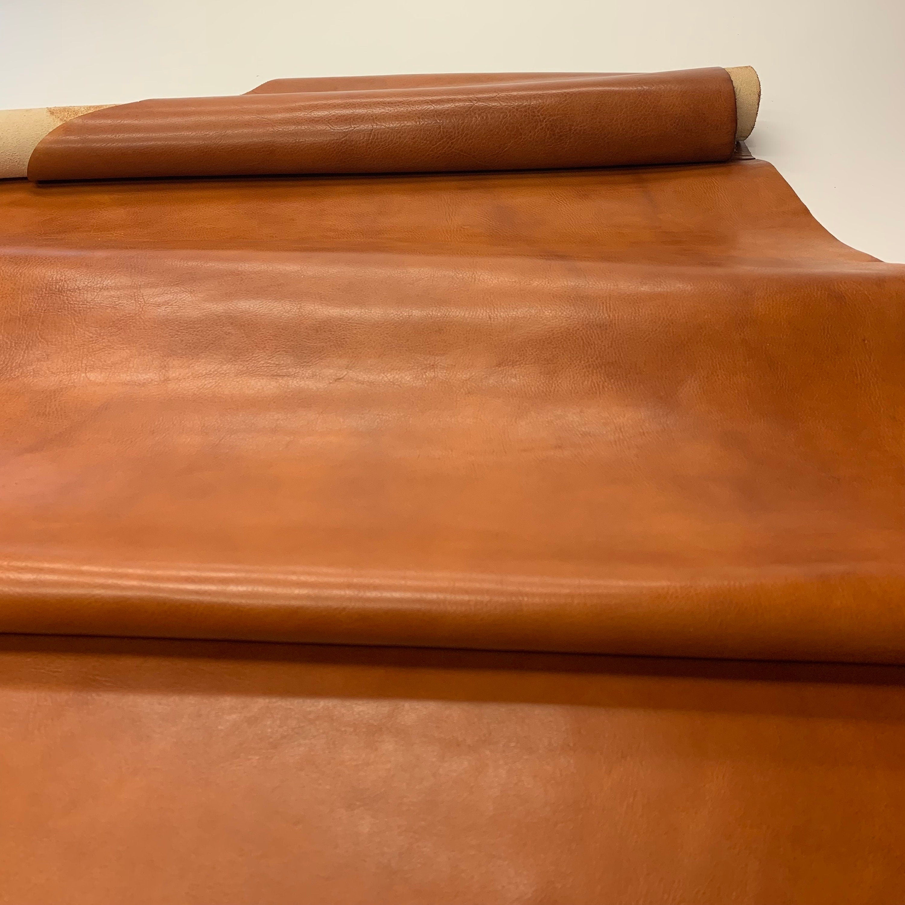 Brown Tan Cognac Real Leather Veg Tan  | 1.8 mm  4-5OZ | SOFT|  For bags, boots, upholstery, italian
