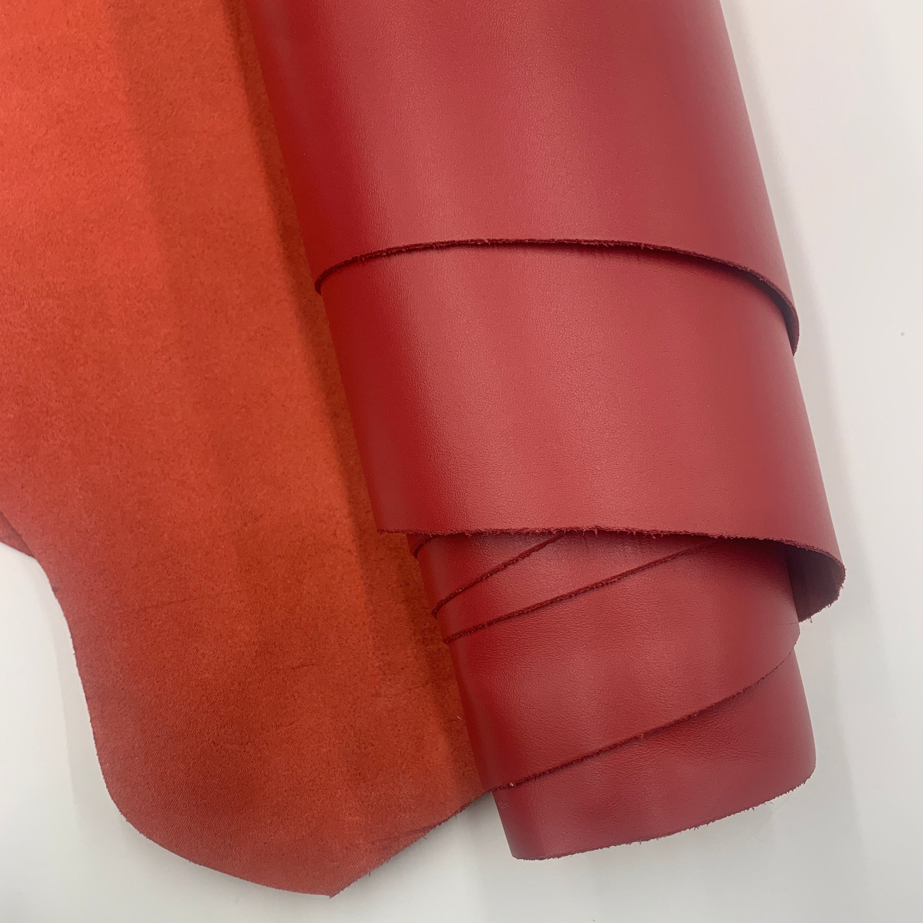 Red leather matt colour nappa hide natural skin | Thickness 1.5 mm | 4 OZ|  for bags bracelets chokers wallets card holders boots
