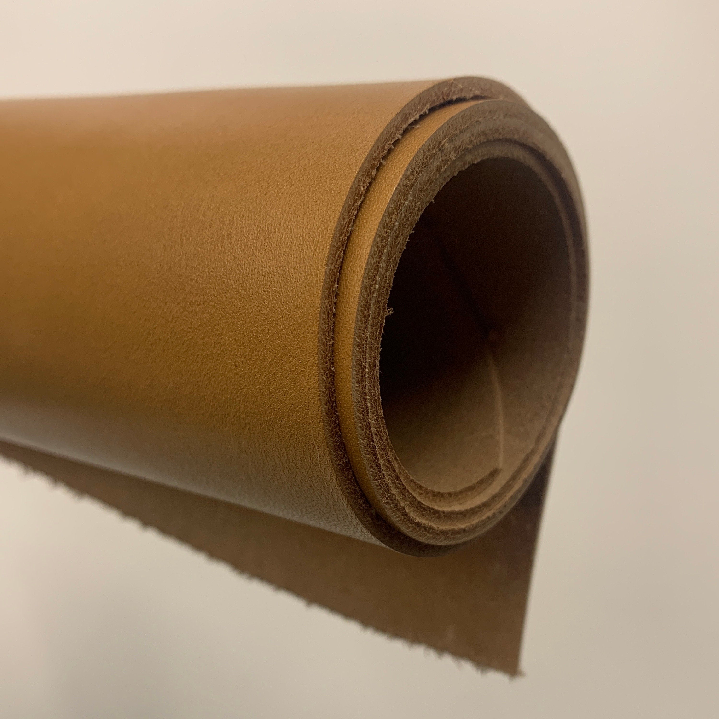 Leather Light Brown Vegetable tanned full grain 100% genuine cowhide leather thick | Beige | 2mm 5OZ | Tan | oil tanned