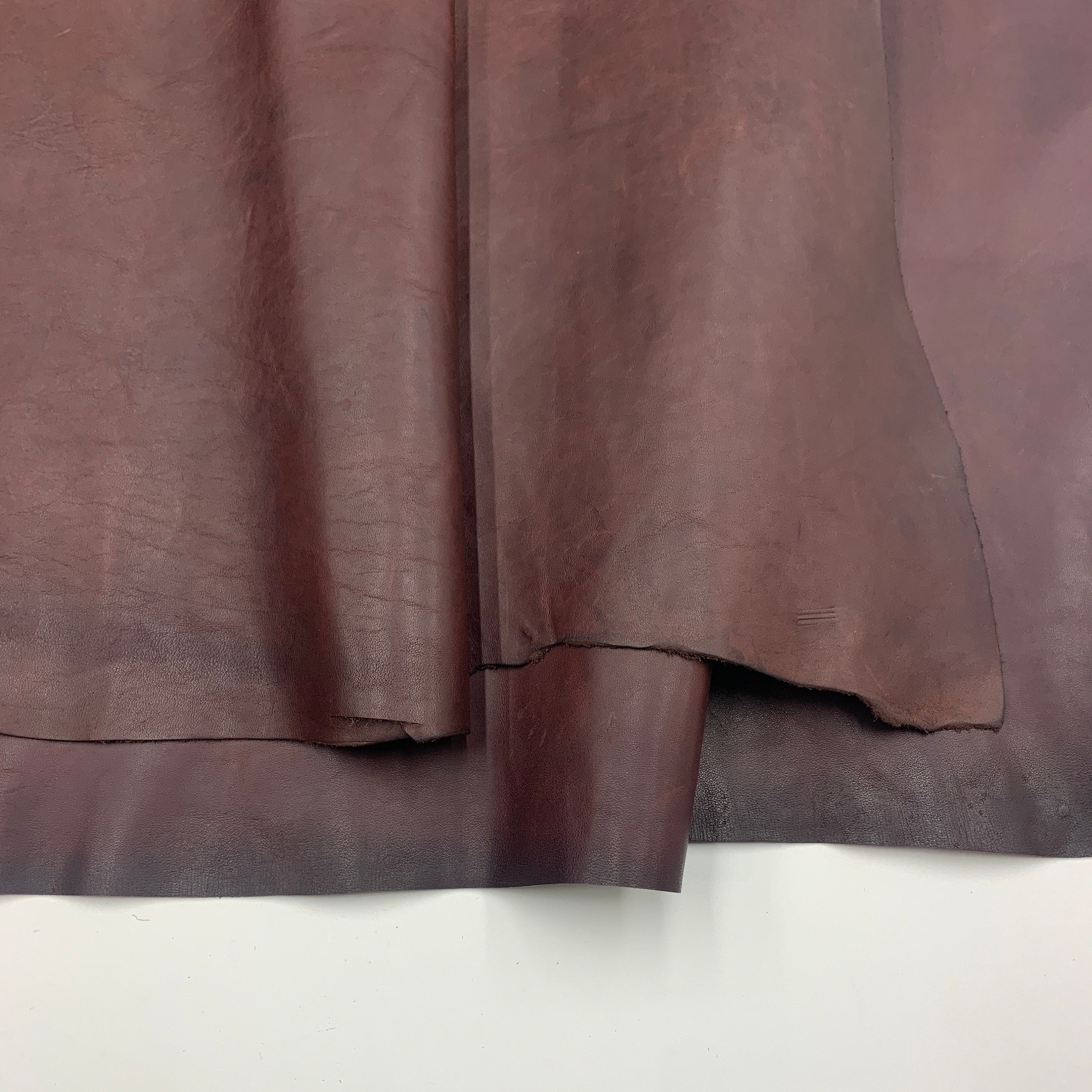 Burgundy Leather Vegetable tanned Italian | soft natural | PULL UP | 1.2 mm 3oz | Distressed Rustic | sheets panels for bags shoes crafts