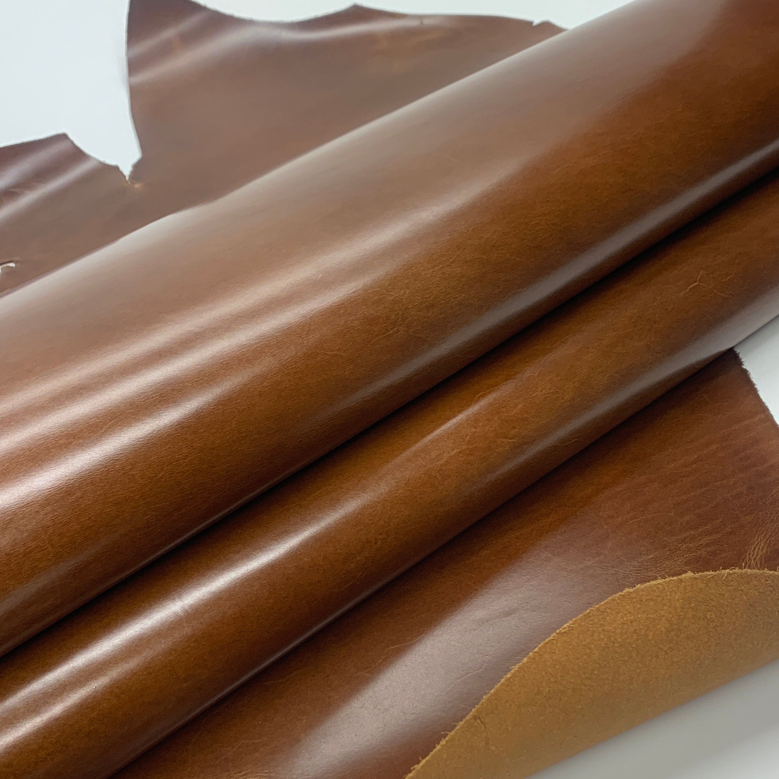 Light Brown Leather | Italian Vegetable tanned natural | Pull up | 1.8 mm 4-5 oz | Glossy sheets panels for bags shoes crafts