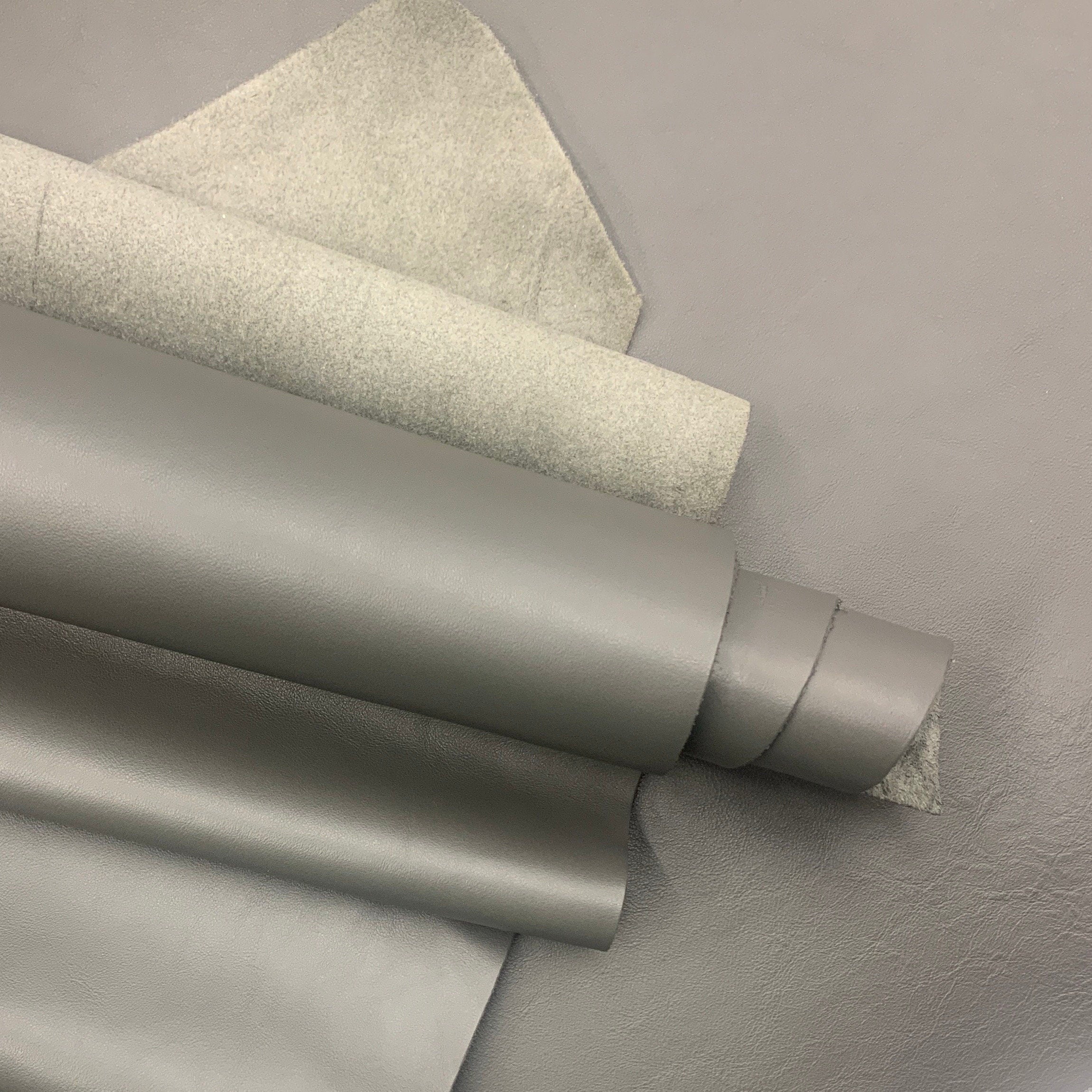 Gray Leather 100% Natural calf | 1.5 mm | 3 oz | Full hides sides | soft | precut panels sheets | shoes bags leathercraft