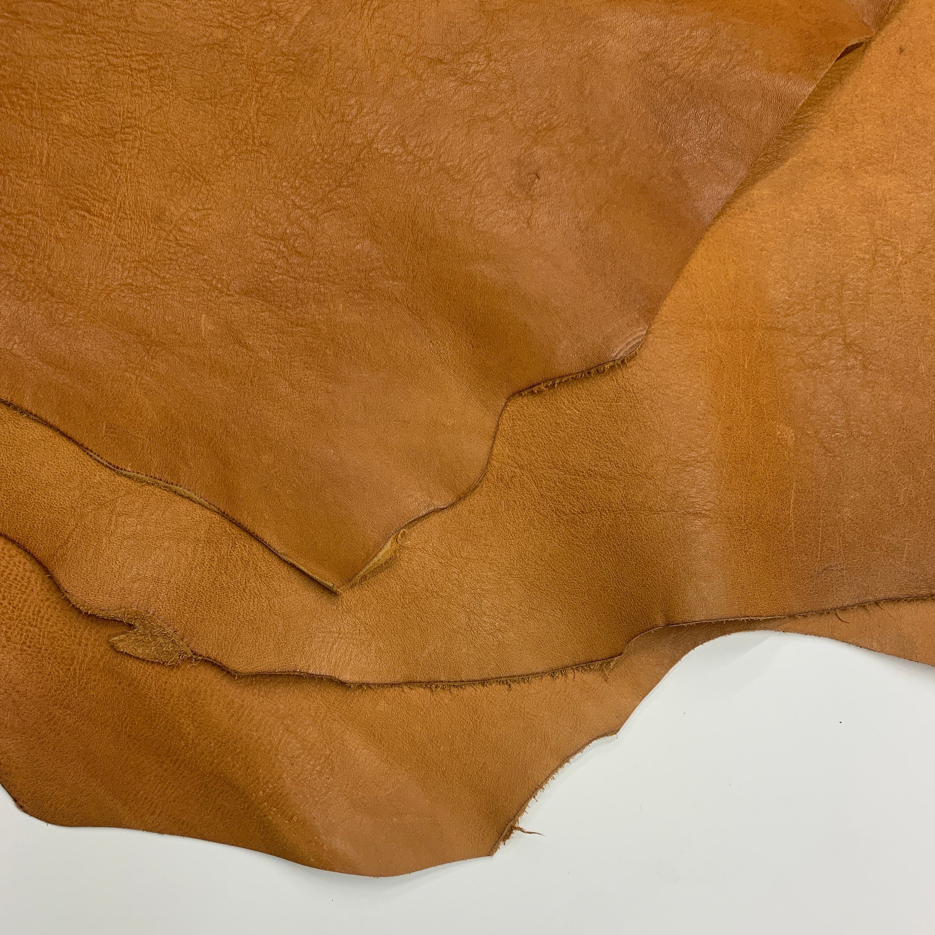 Natural leather | light brown tan cognac | 2mm | 5 oz | soft| Rustic vintage style with natural imperfections scars unique