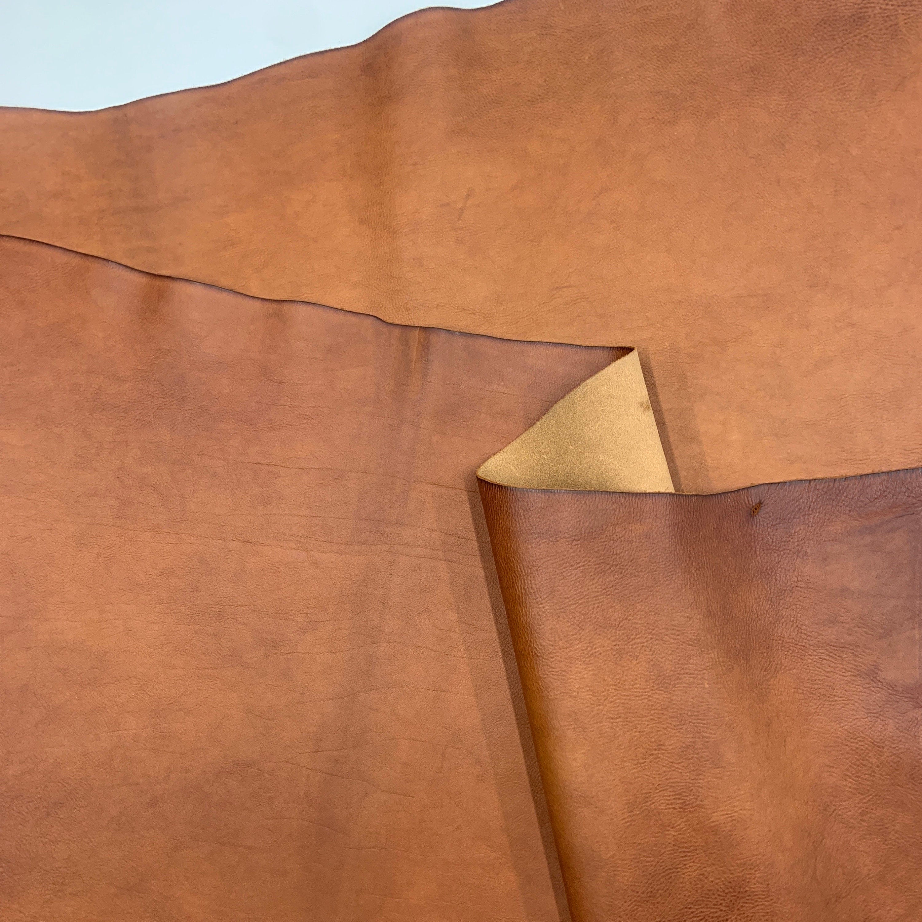 Brown vegtan leather Natural | brown cognac | 2mm | 5 oz | soft| Rustic style | shoulders