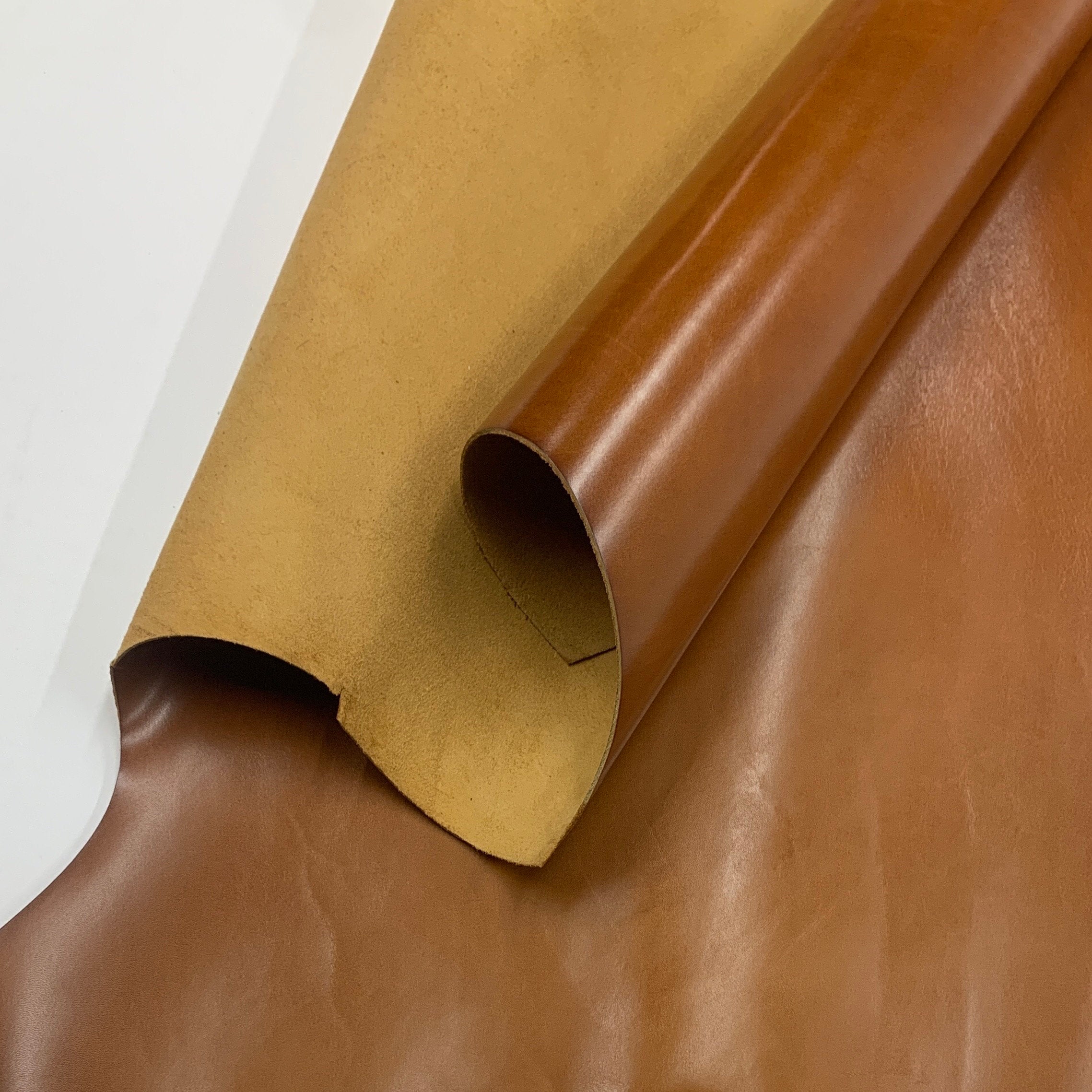 Light Brown Leather | Italian Vegetable tanned natural | 1.2 mm 3 oz | Glossy sheets panels for bags shoes crafts