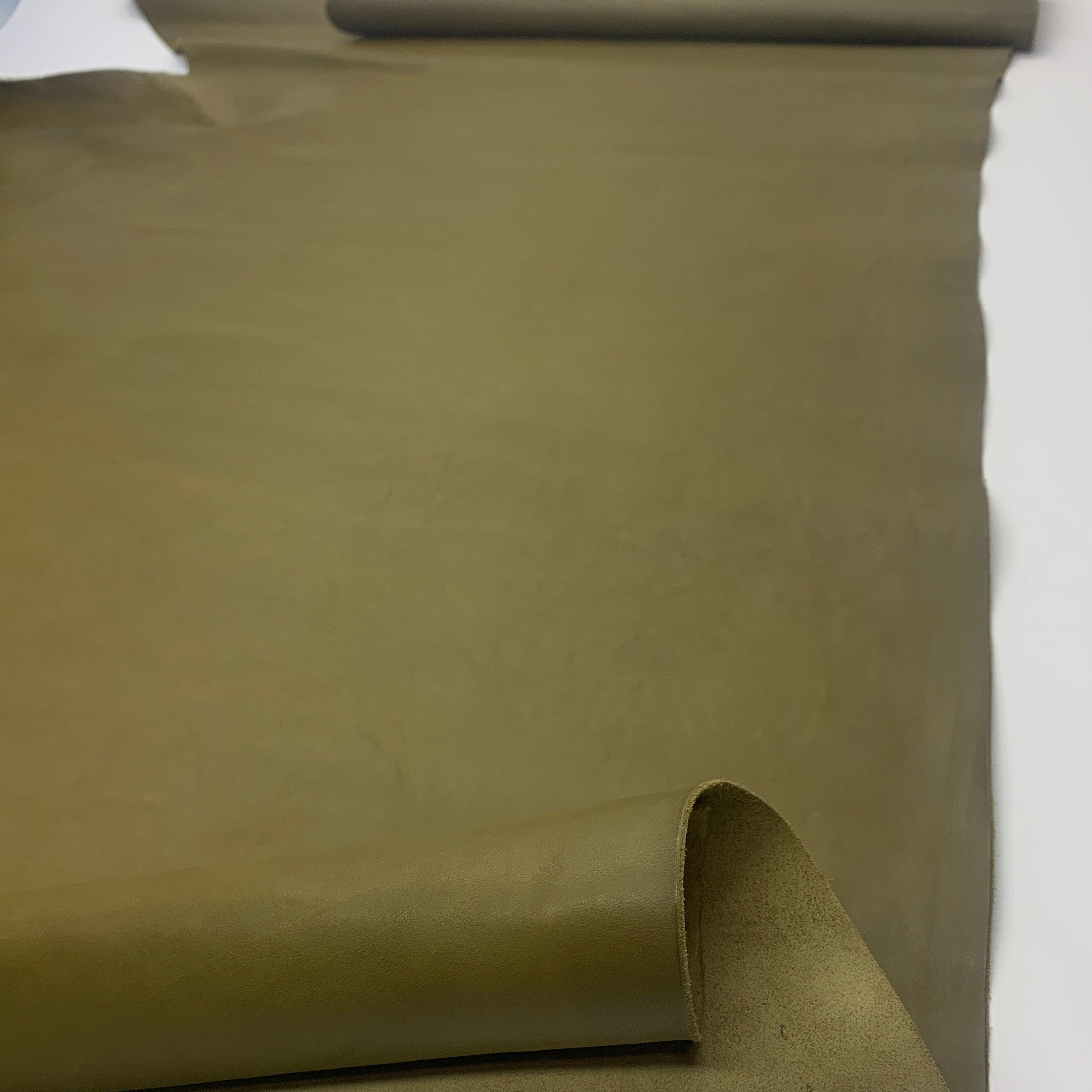 Green Leather Vegetable tanned khaki Italian | soft natural | 1.8 mm 4oz | Distressed sheets panels for bags shoes crafts