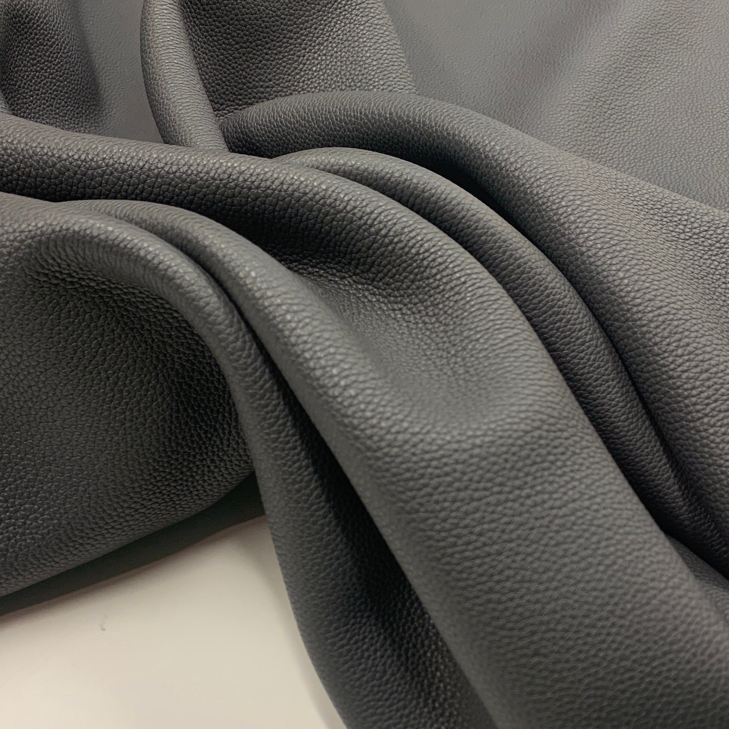 Gray Leather | pebbled natural leather 2 mm | 5 0z hide skin real cow skin floater soft for bags crafts upholstery