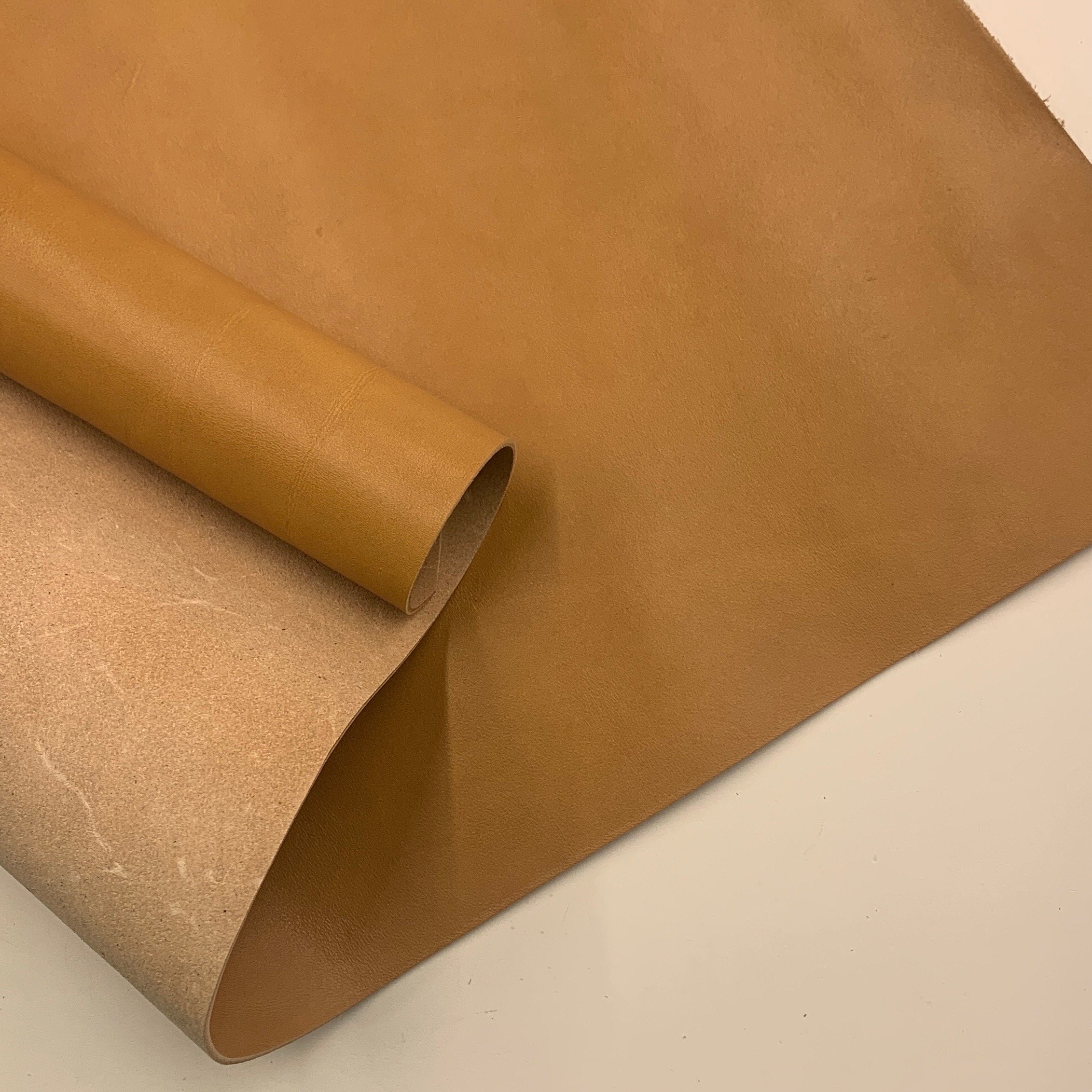 Leather Light Brown Vegetable tanned full grain 100% genuine cowhide leather thick | Beige | 2mm 5OZ | Tan | oil tanned