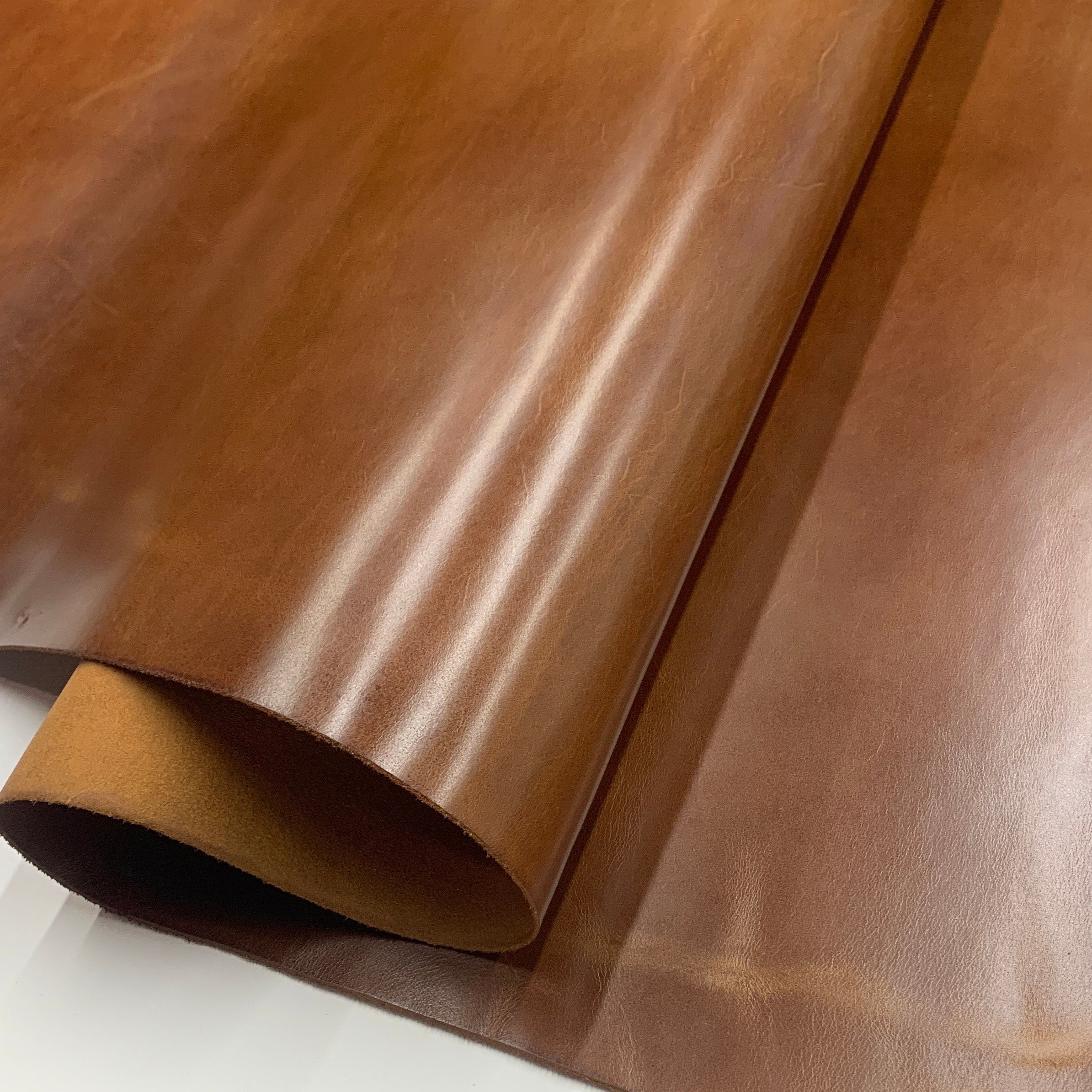 Light Brown Leather | Italian Vegetable tanned natural | Pull up | 1.8 mm 4-5 oz | Glossy sheets panels for bags shoes crafts
