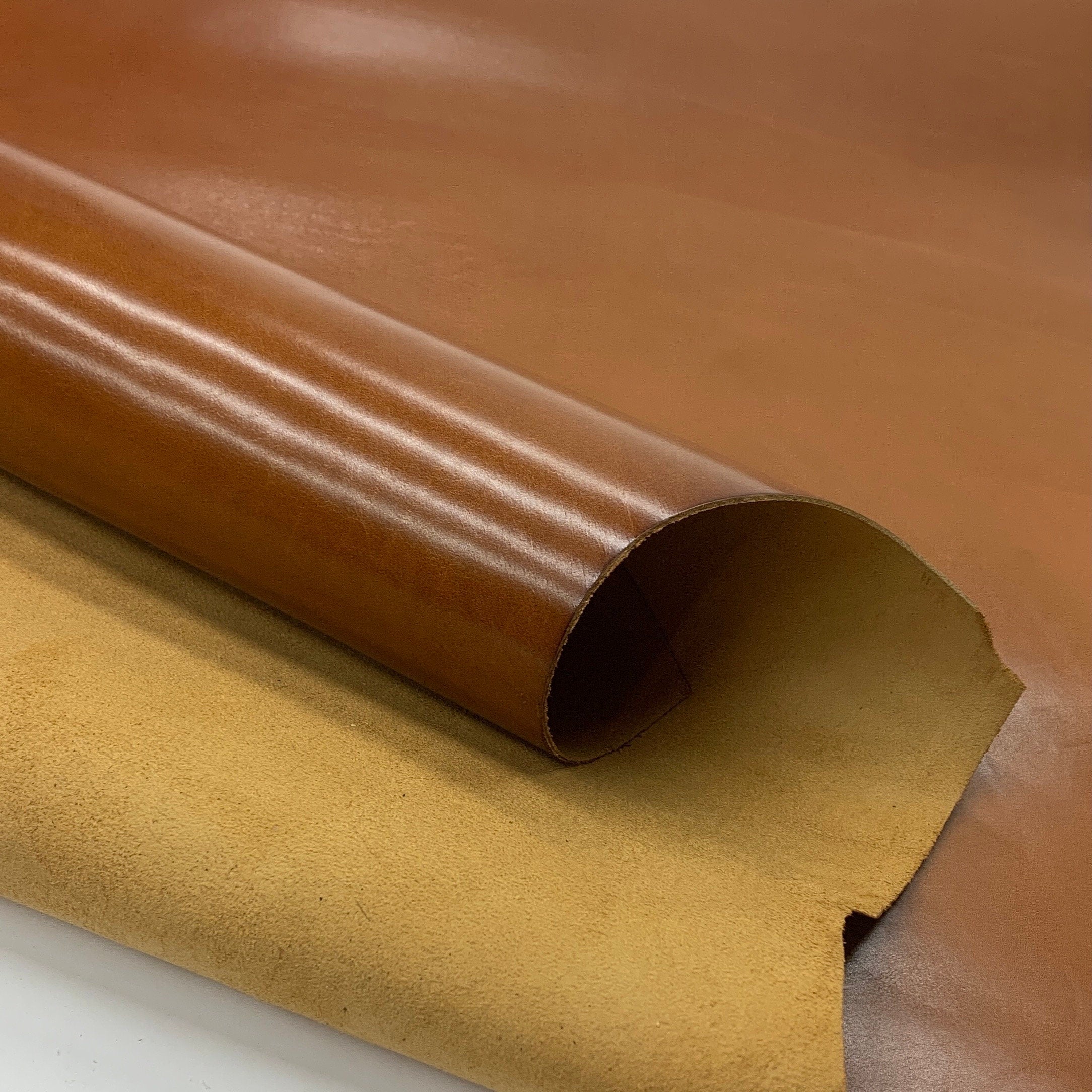 Light Brown Leather | Italian Vegetable tanned natural | 1.2 mm 3 oz | Glossy sheets panels for bags shoes crafts
