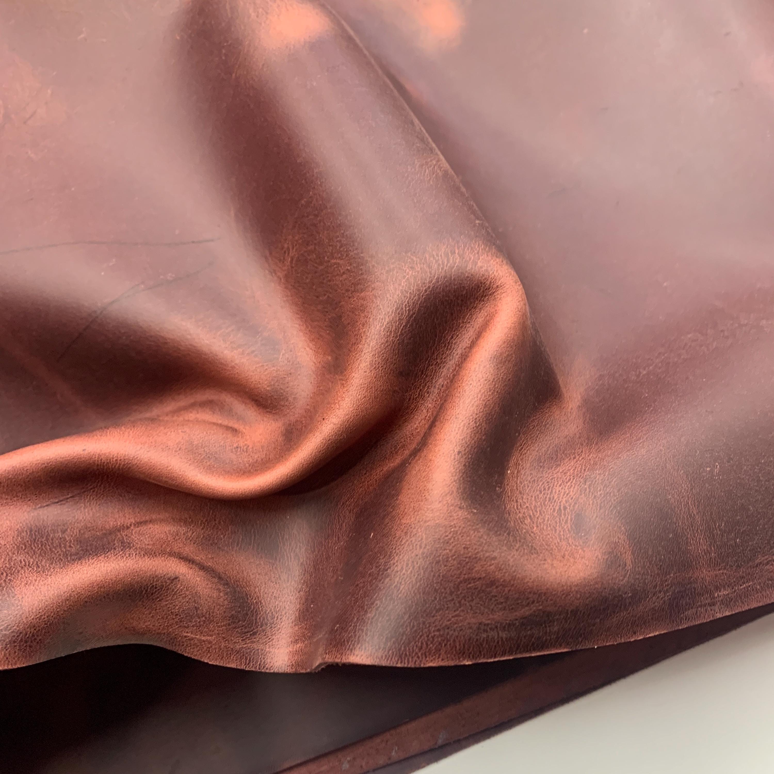 Burgundy leather light pull up real 1.6mm 4oz thick red crazy horse waxy oily finishing distressed for bags shoes leathercraft