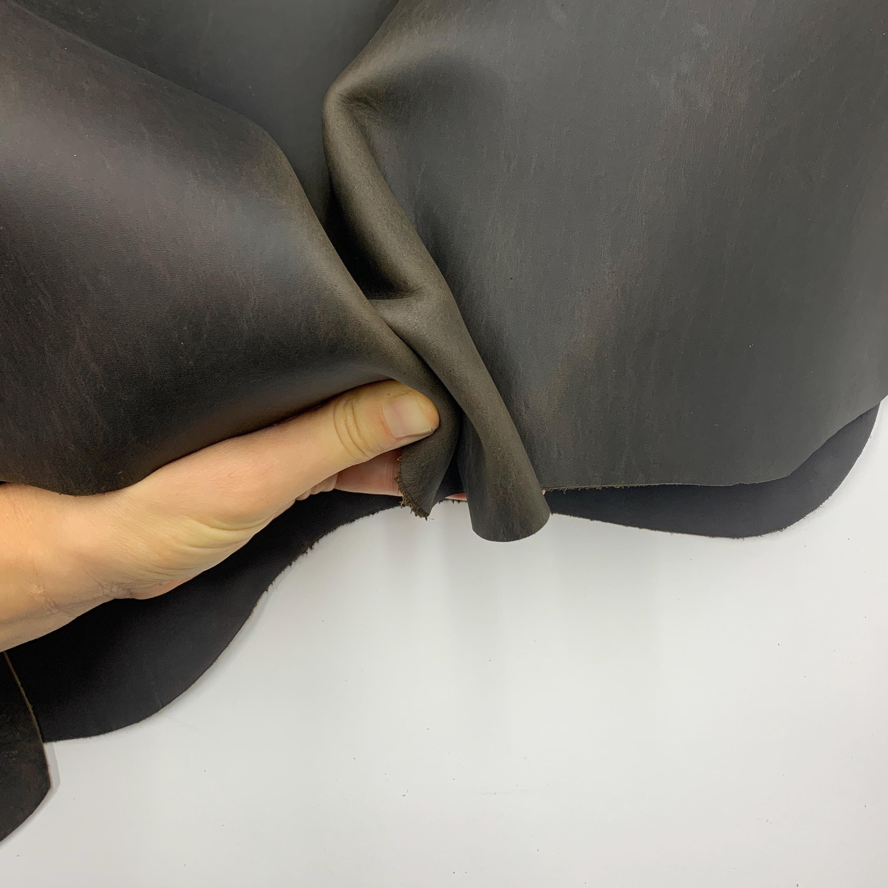 Dark Brown leather khaki pull up real 2mm 5oz thick crazy horse waxy oily finishing distressed for bags shoes leathercraft