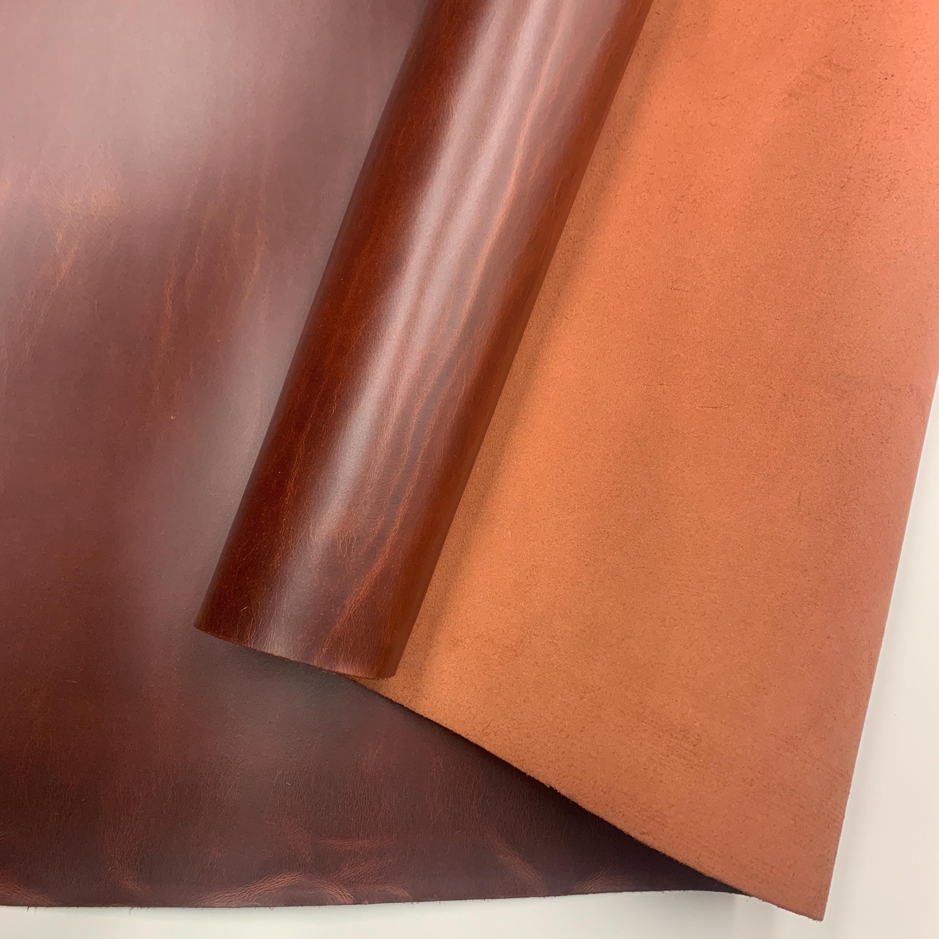 Burgundy Leather Chestnut Maroon | Italian Veg tan natural | PULL UP | 2.2-2.4mm 5-6oz | Brown Distressed sheets for bags shoes crafts