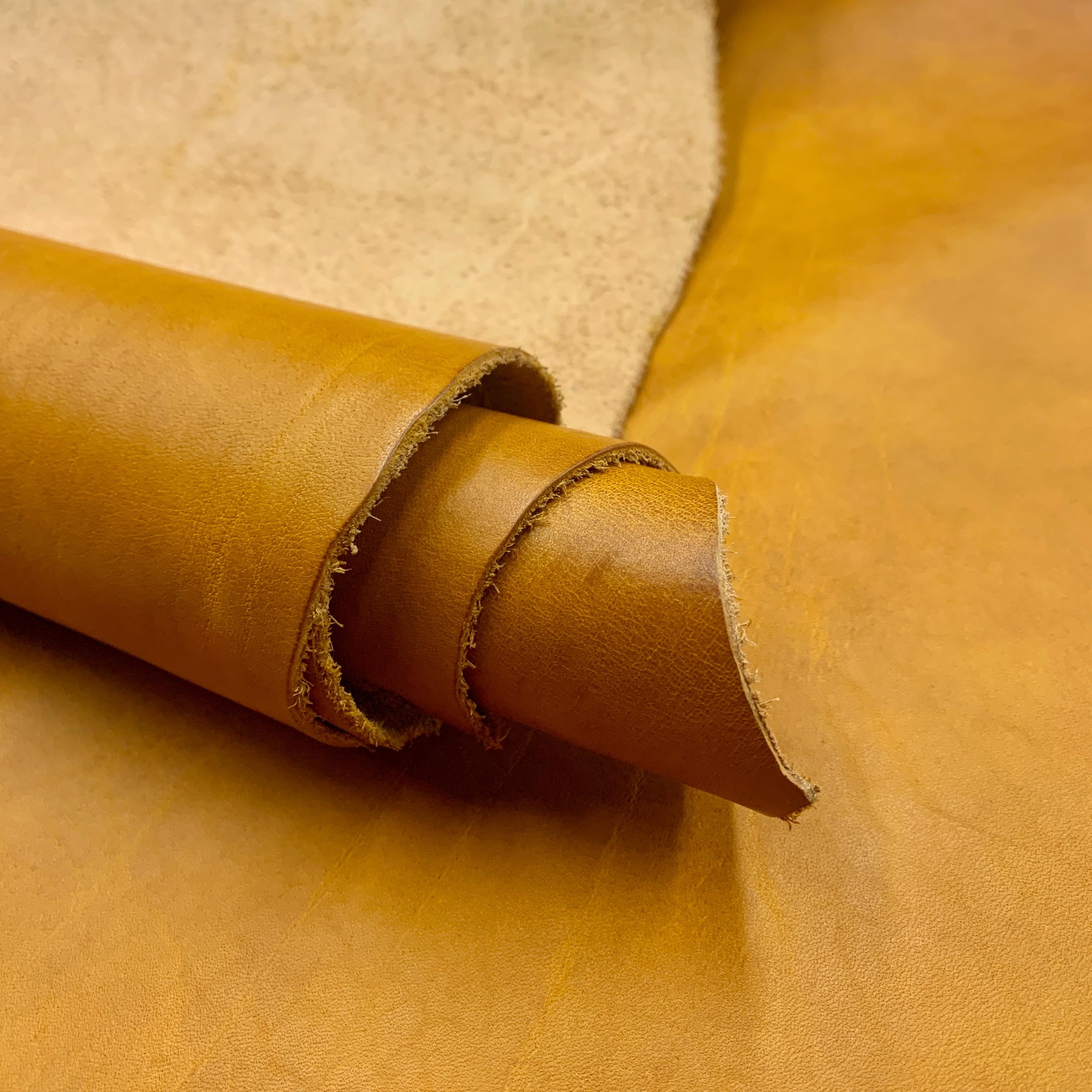 Cognac Leather Tan Vegetable tanned Italian | mid-soft natural | 1.8 mm 4-5oz | calf belly | sheets panels for bags shoes crafts