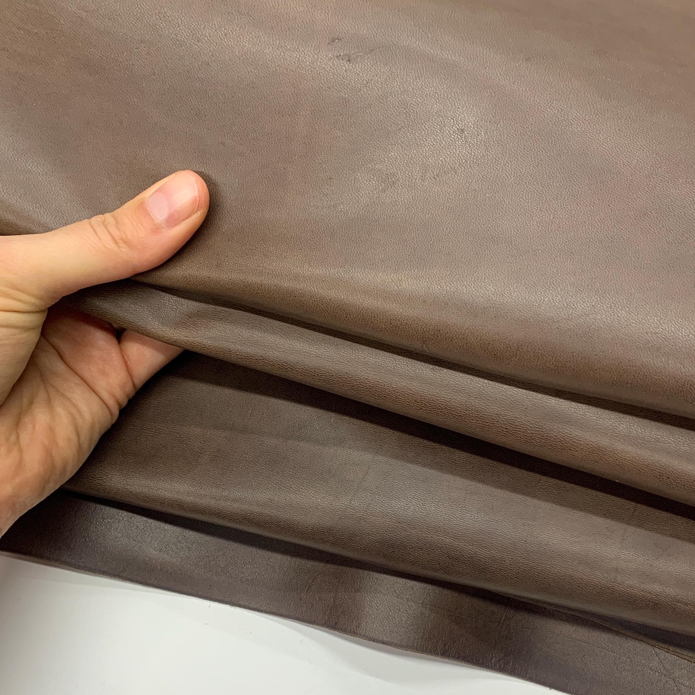 Brown Leather Vegetable tanned Italian | soft natural | PULL UP | 1.5 mm 4oz | Distressed Rustic | sheets panels for bags shoes crafts