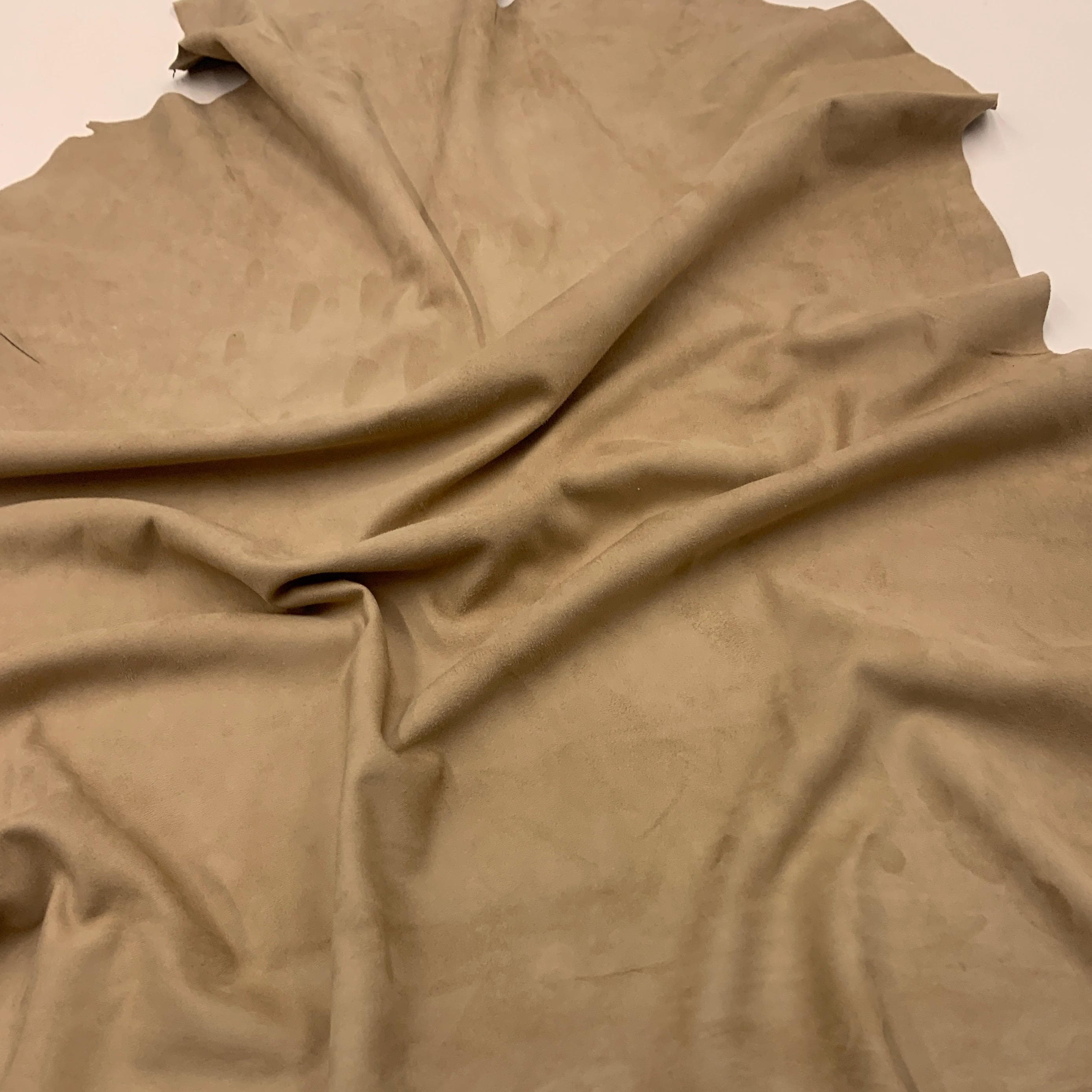 Beige suede leather light brown tan sheep| 0.4 mm |  1 oz  thin |  Real natural leather hide