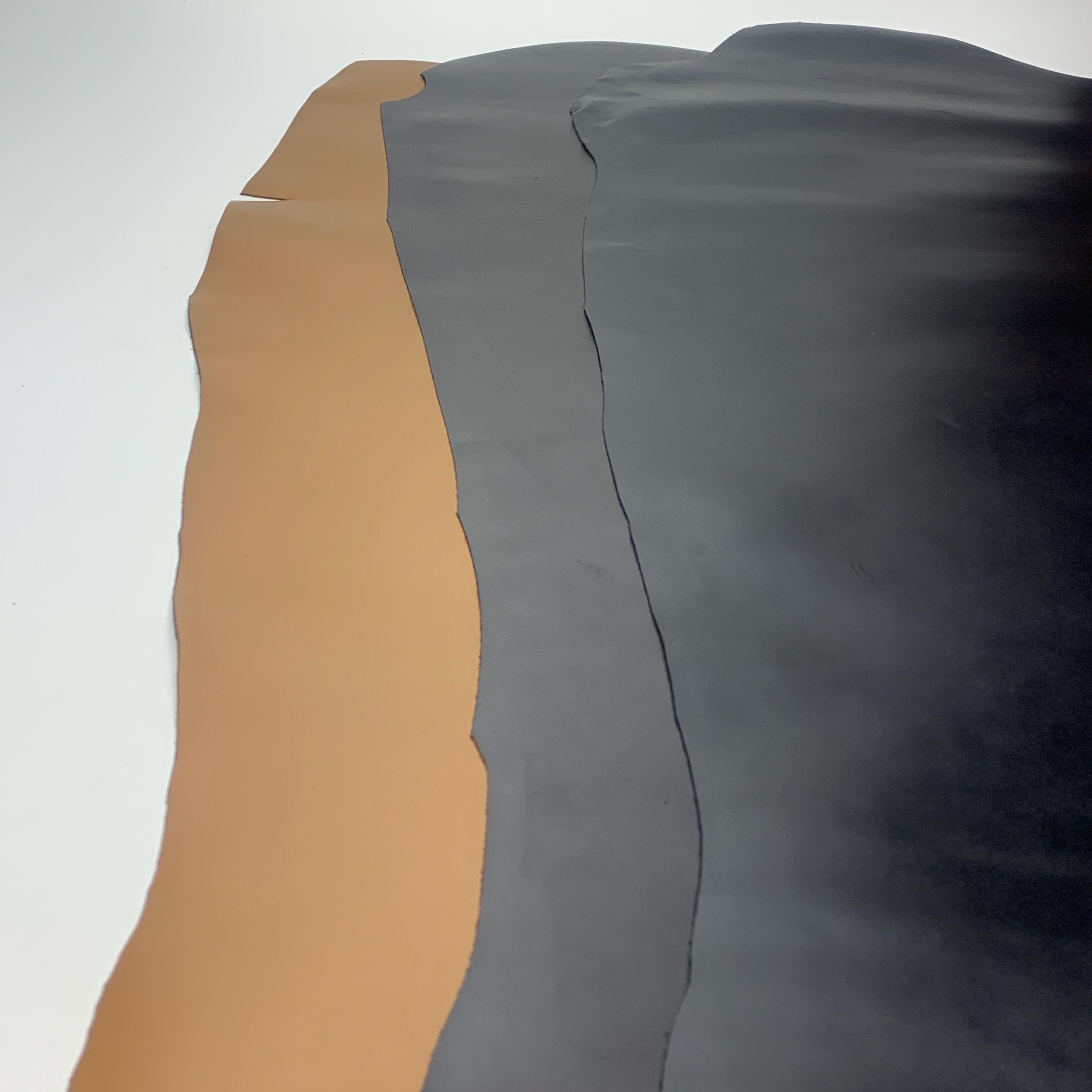 Leather black dark brown mustard leather thick cow calf | mid-stiff | hides sheets | for bags, shoes, roll