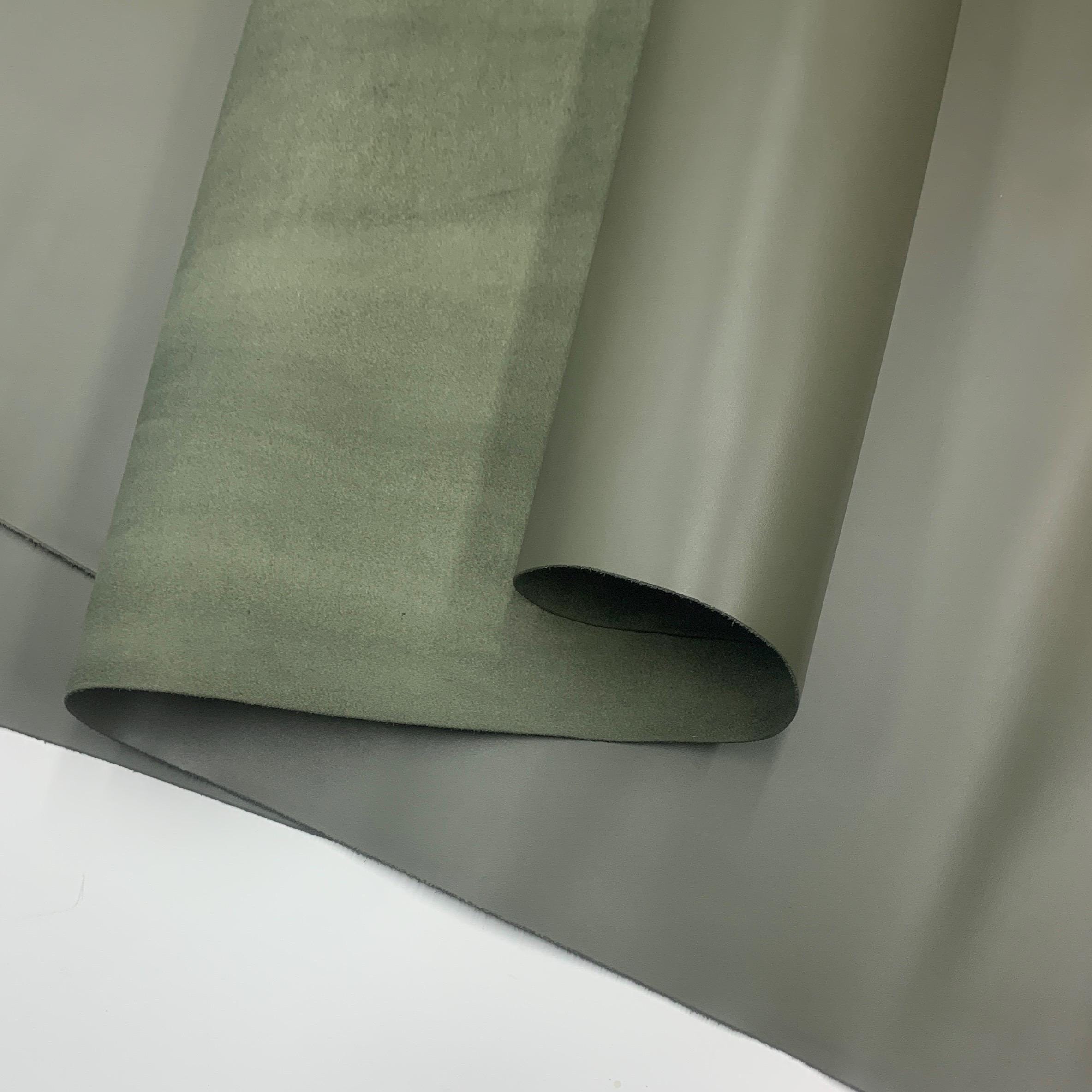 Khaki leather Green nappa Full Grain Side | 1.6 mm 4 OZ | Real natural leather | Flat surface | sheets panels precut leathercraft