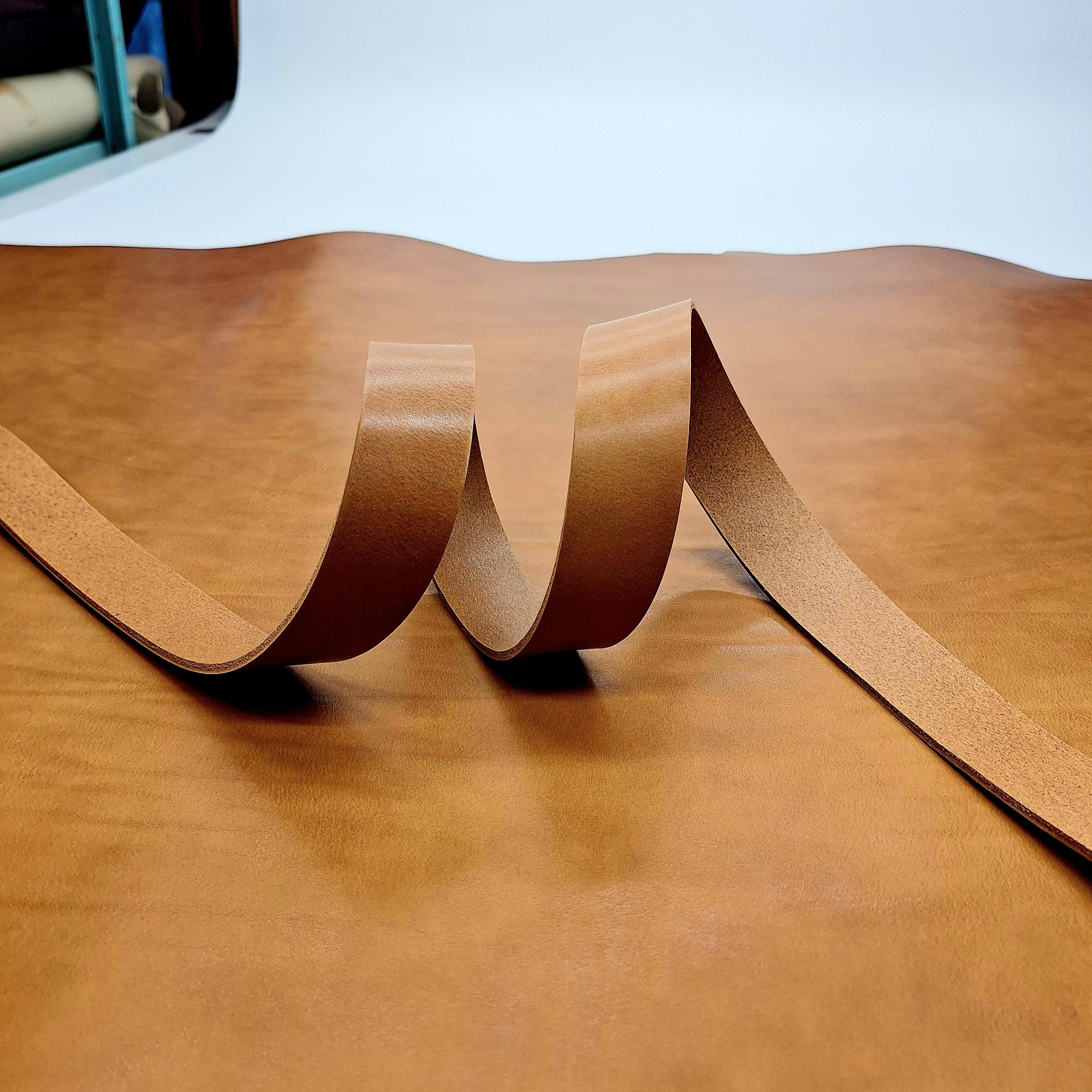 Brown leather strap | belt blank | 130 cm, 51 inch long | 3.5-4.5 mm, 9-10-11 oz thick