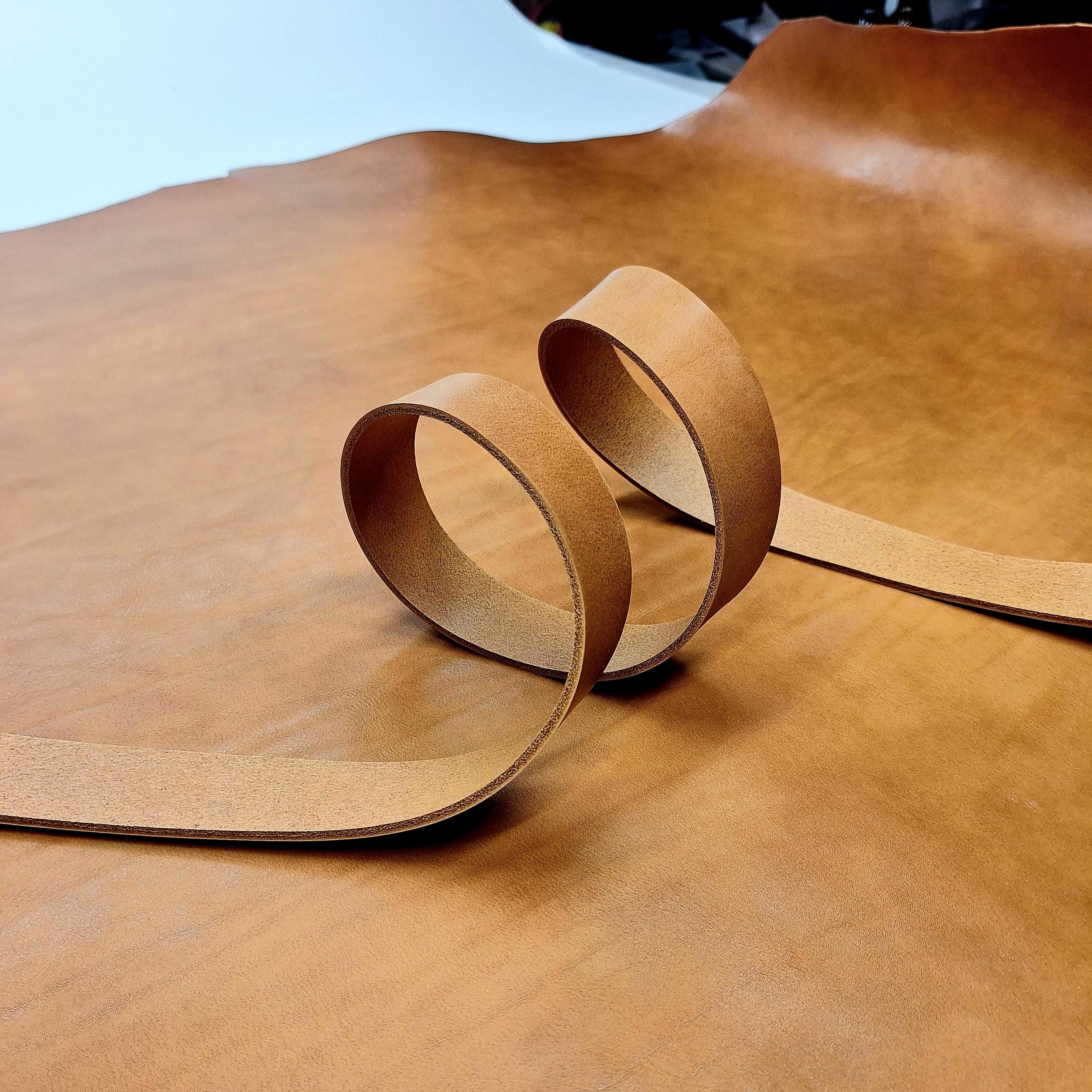 Brown leather strap | belt blank | 130 cm, 51 inch long | 3.5-4.5 mm, 9-10-11 oz thick