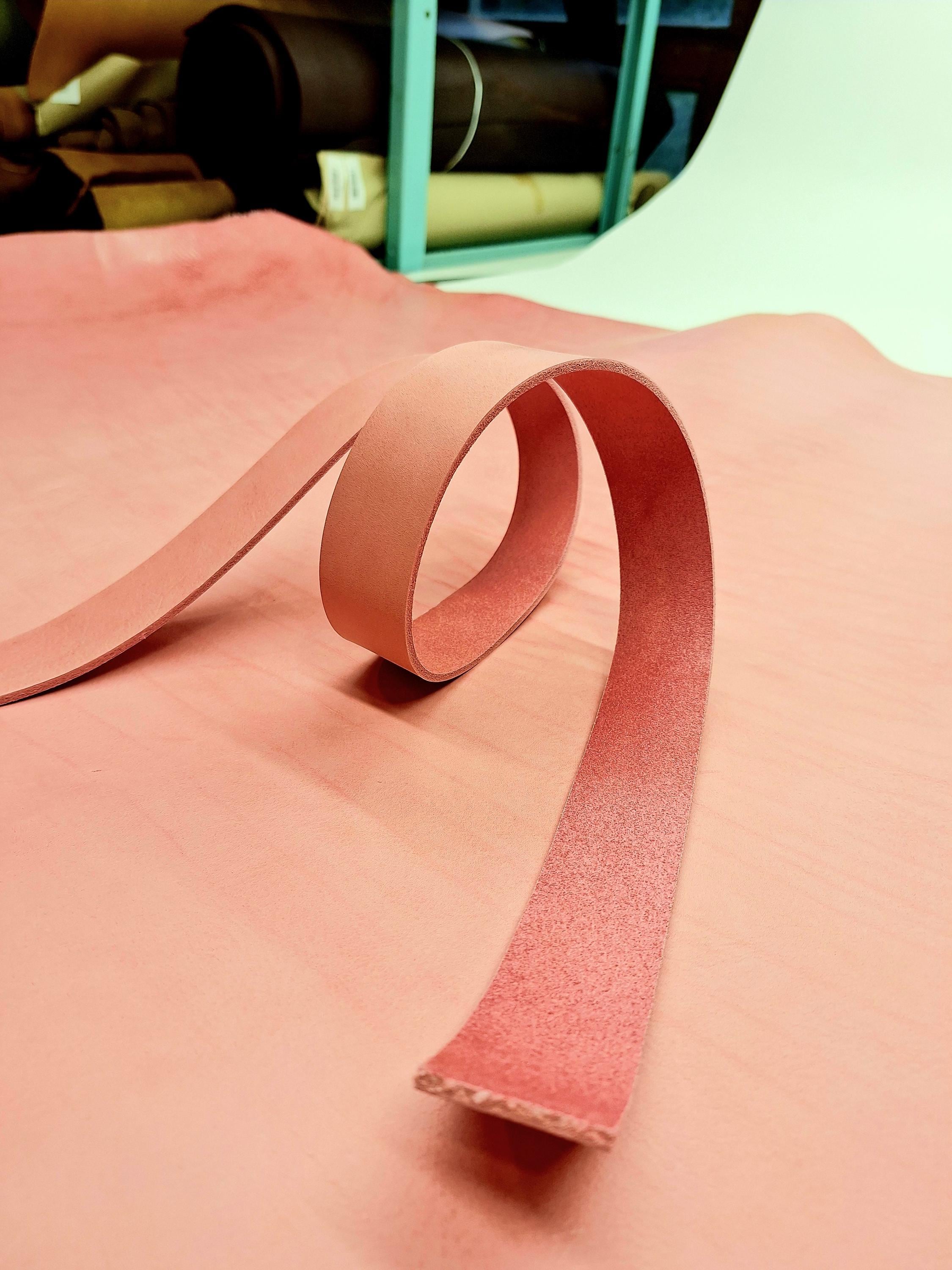 Pink leather strap | belt blank | 130 cm, 51 inch long | 3.5-4.5 mm, 9-10-11 oz thick