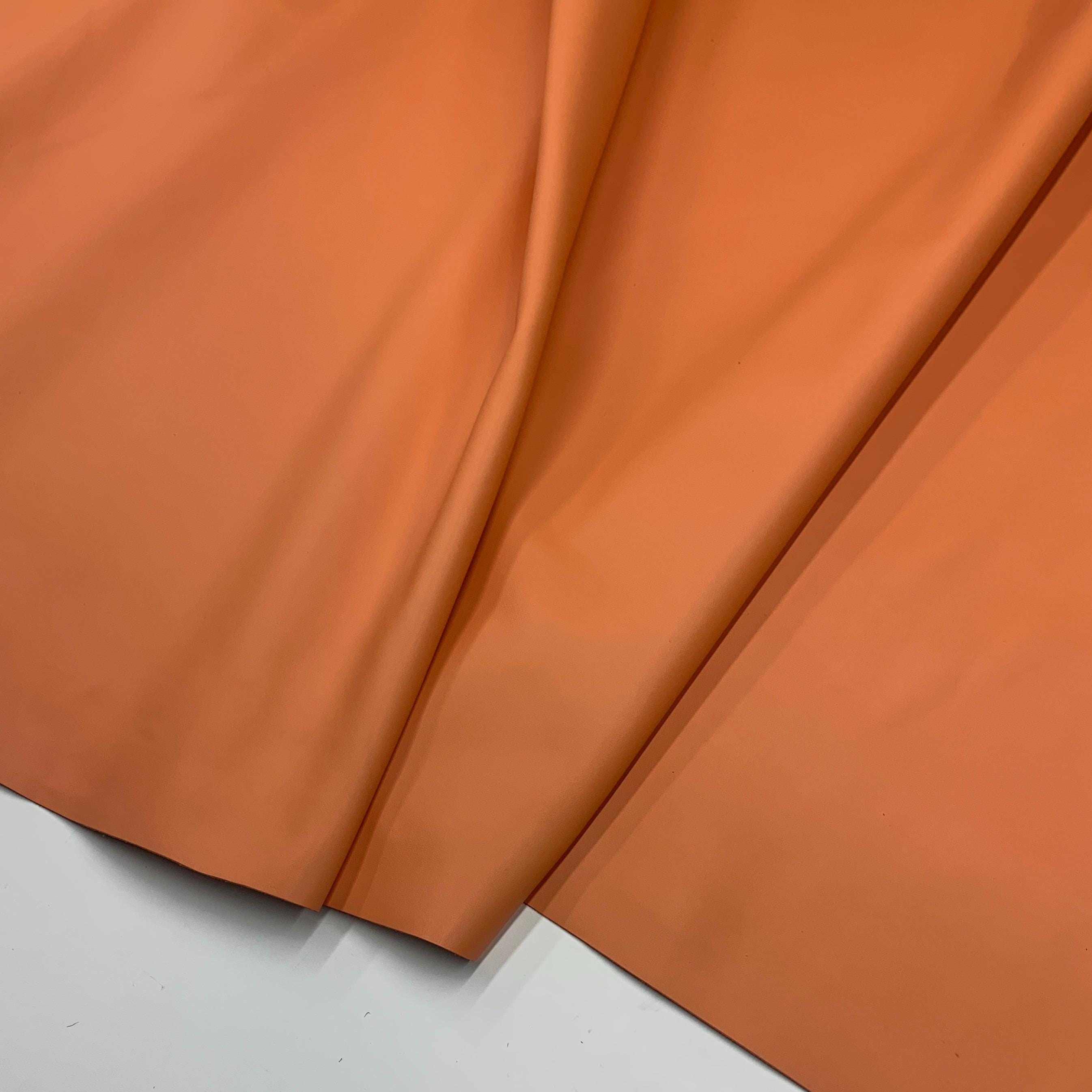 Orange leather 100% real pastel light | 1.2 mm | 3 OZ | Natural cow hide side | Precut sheet panel