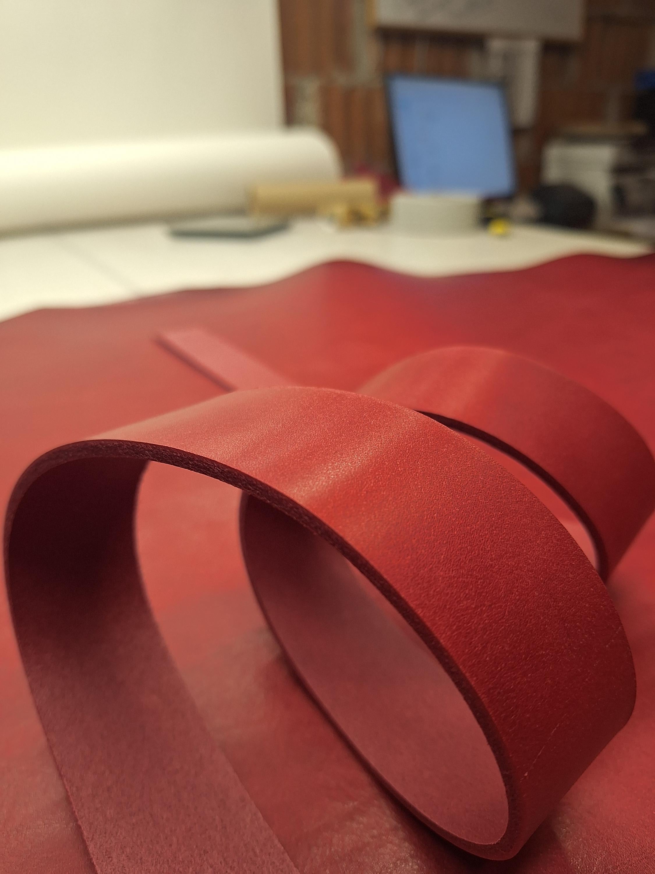Burgundy leather strap | belt blank | 130 cm, 51 inch long | 3.5-4.5 mm, 9-10-11 oz thick