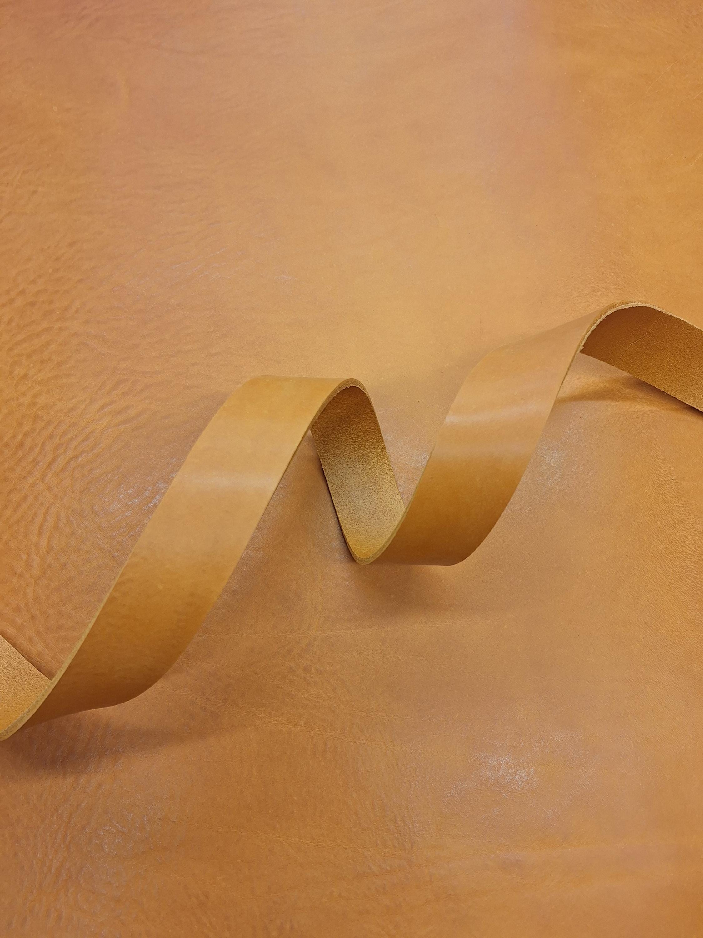 Orange/Tan leather strap | belt blank | 130 cm, 51 inch long | 3.5-4.5 mm, 9-10-11 oz thick