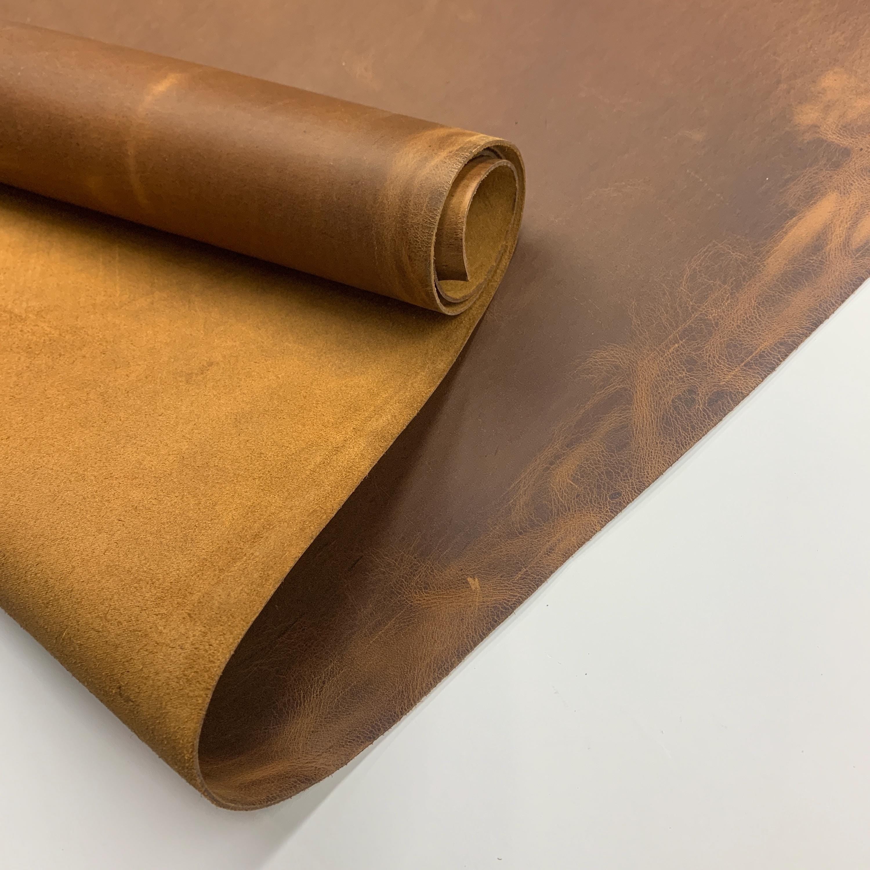 Brown leather pull up crzy horse real 1.6mm 4oz thick crazy horse waxy oily finishing distressed for bags shoes leathercraft