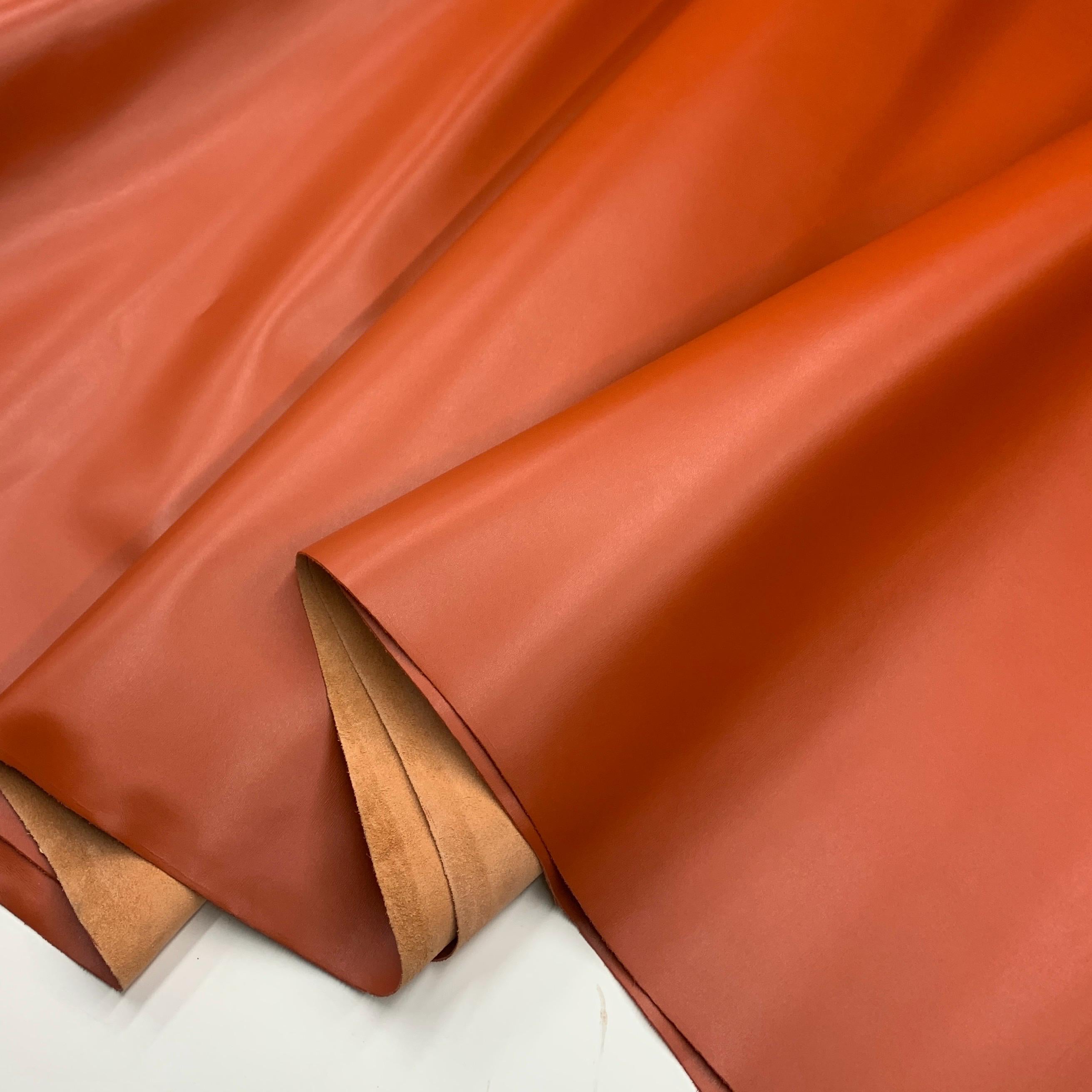 Orange leather nappa Full Grain Side | 1.5 mm 3-4 OZ | medium stiff | Real natural leather | sheets panels precut leathercraft