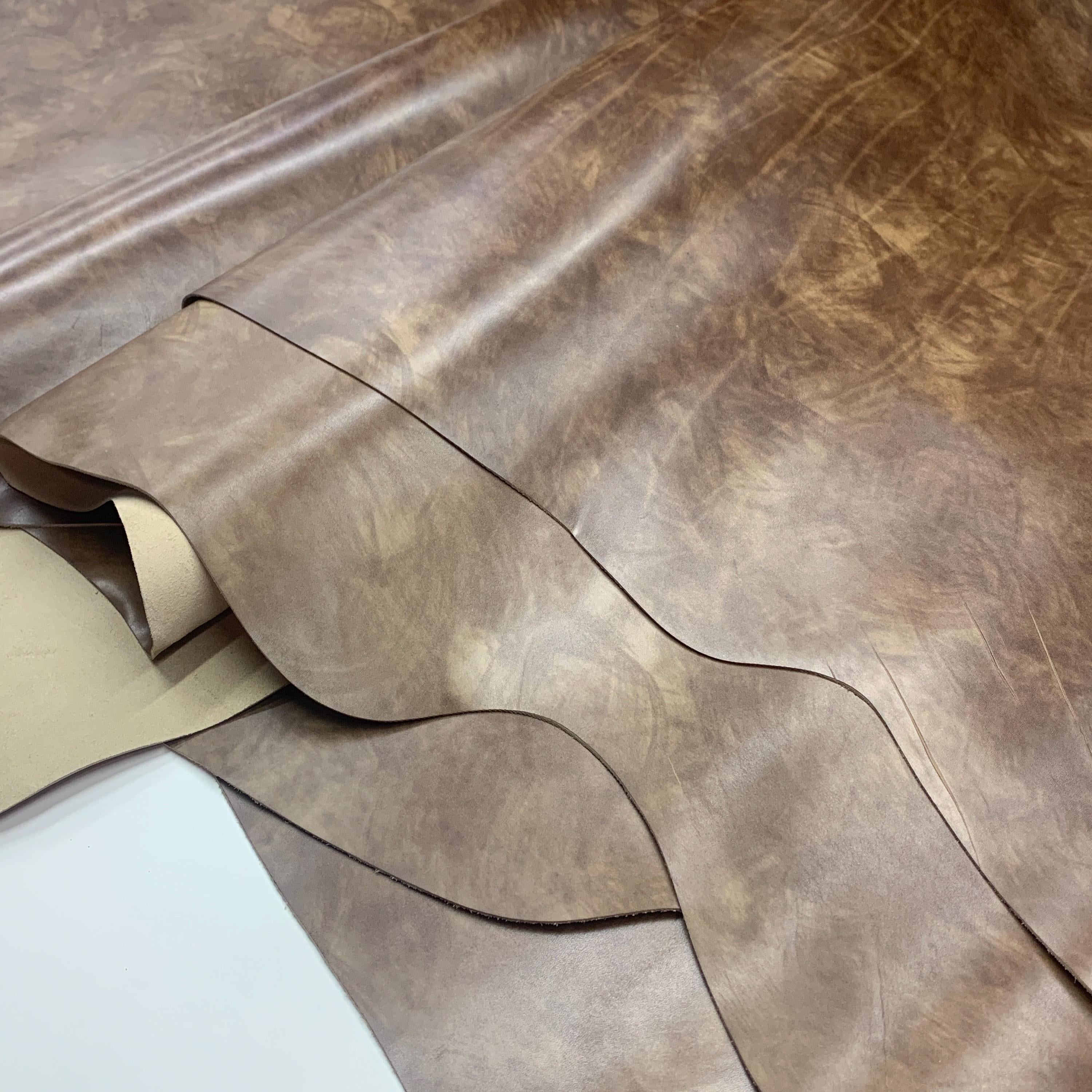 Brown leather | Italian Vegetable Tanned | Hand dyed | Oil tanned 100% natural | 1.3 mm 3 oz | color | sheets pieces panels for bags, boots