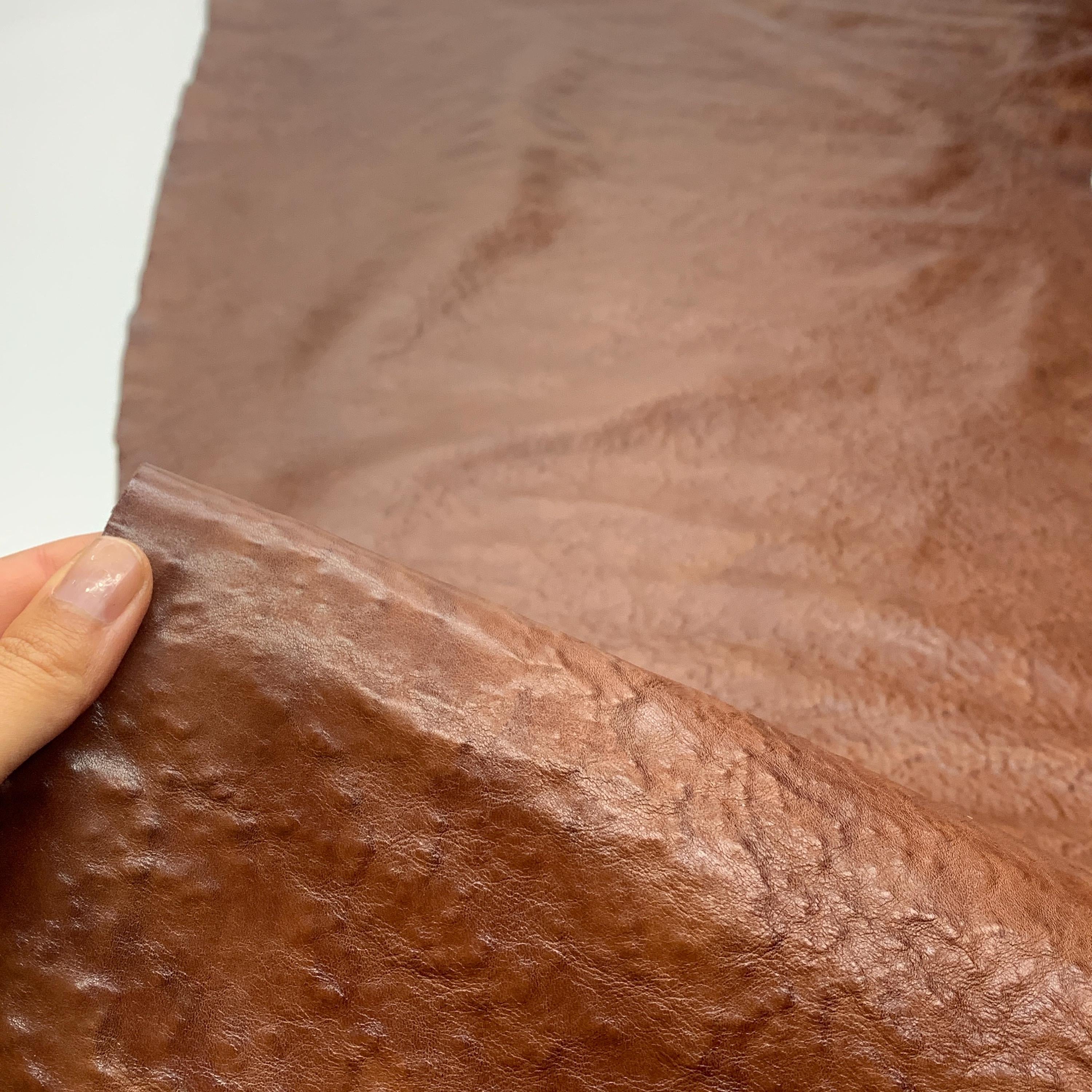 Brown leather chestnut textured Embossed pattern | natural 1 mm or 3 oz  | cow embossed hides for bags unholstery