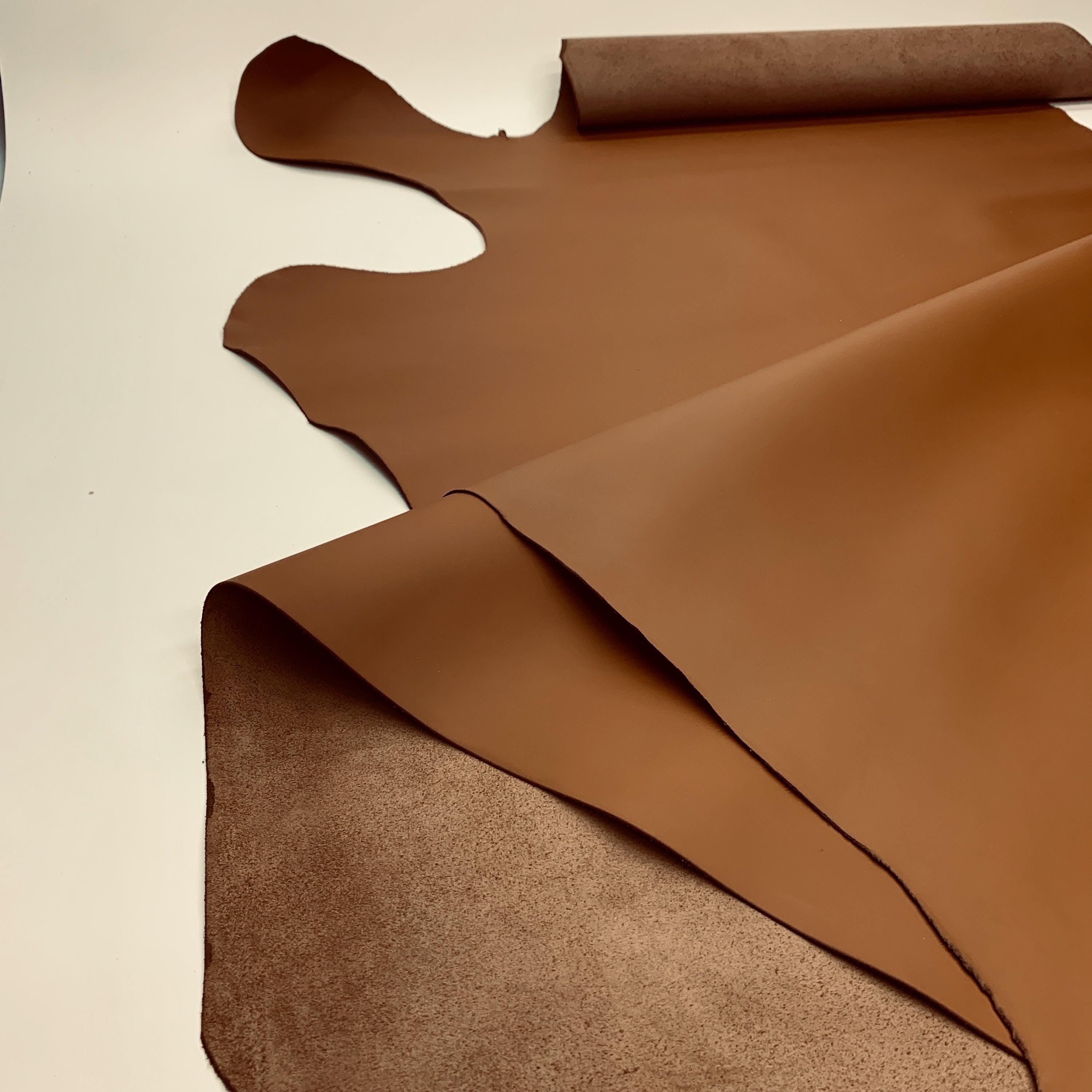 Brown Leather nappa pastel Full Grain Side | 1.3 mm 3 OZ | Real natural genuine | Flat surface skin | sheets precut for bags, shoes