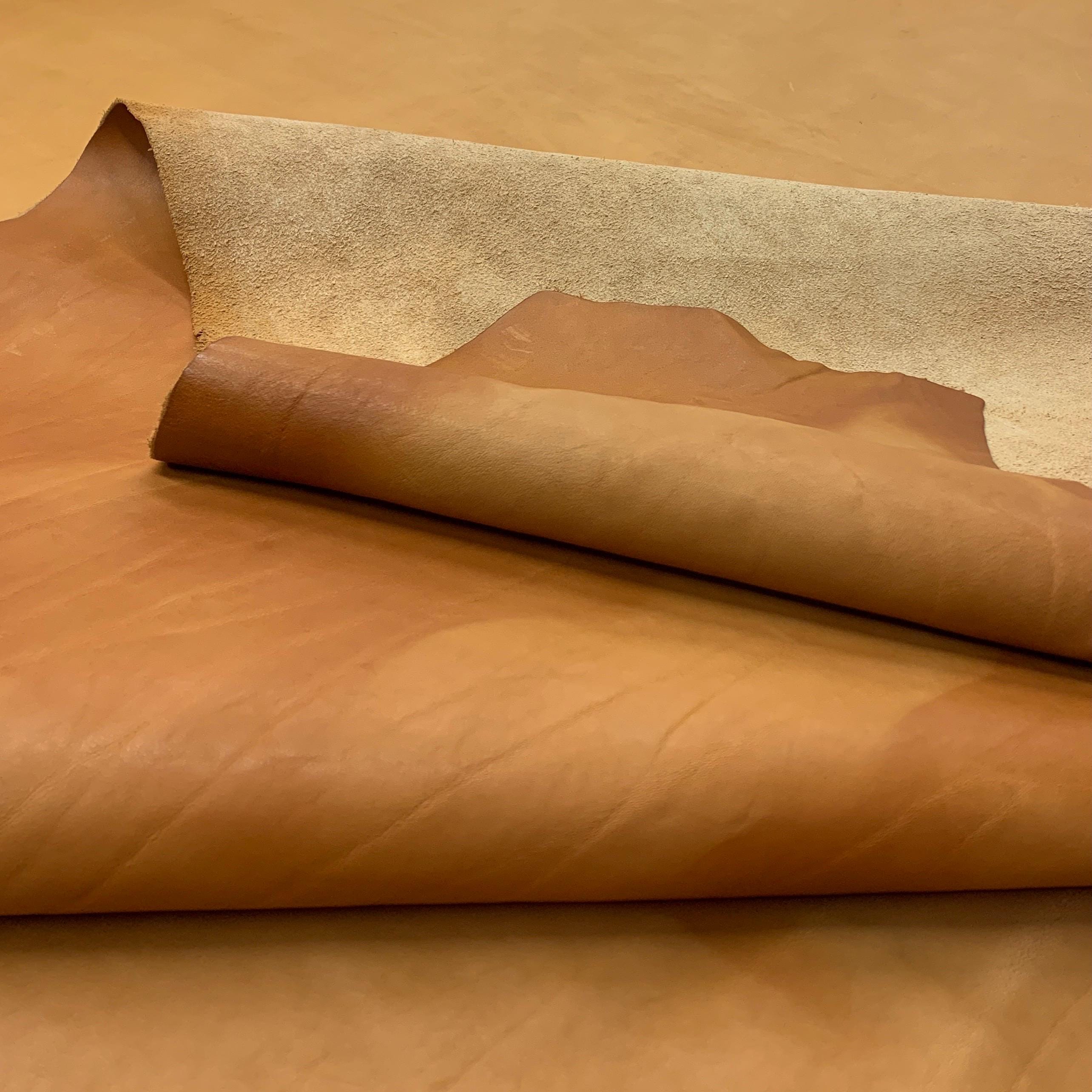 Tan leather Natural | brown | 2mm | 5 oz | soft| Rustic style | shoulders for bags, boots, upholstery