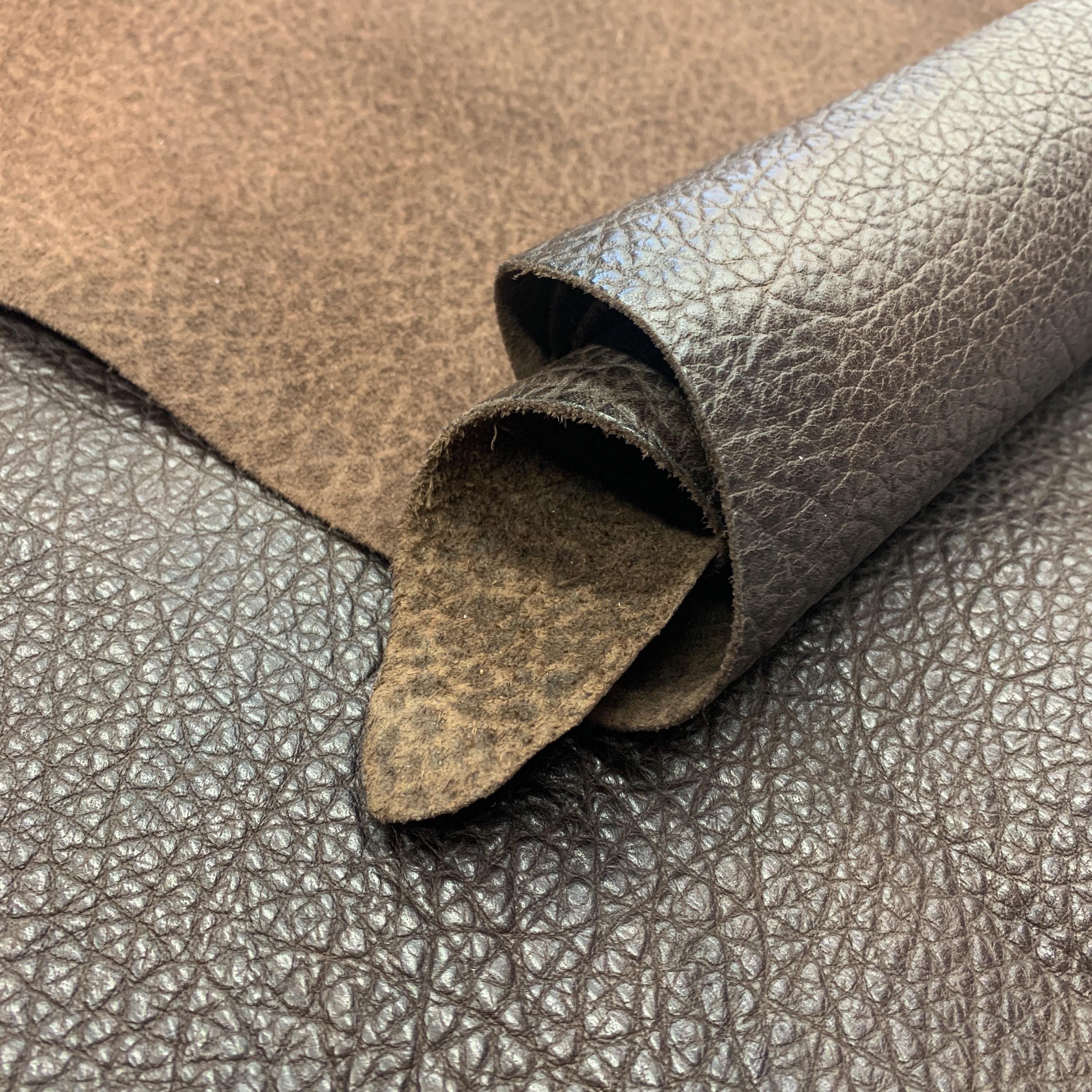 Dark Brown leather textured Embossed pattern | natural 1.5 mm or 4 oz  | cow embossed hides for bags unholstery