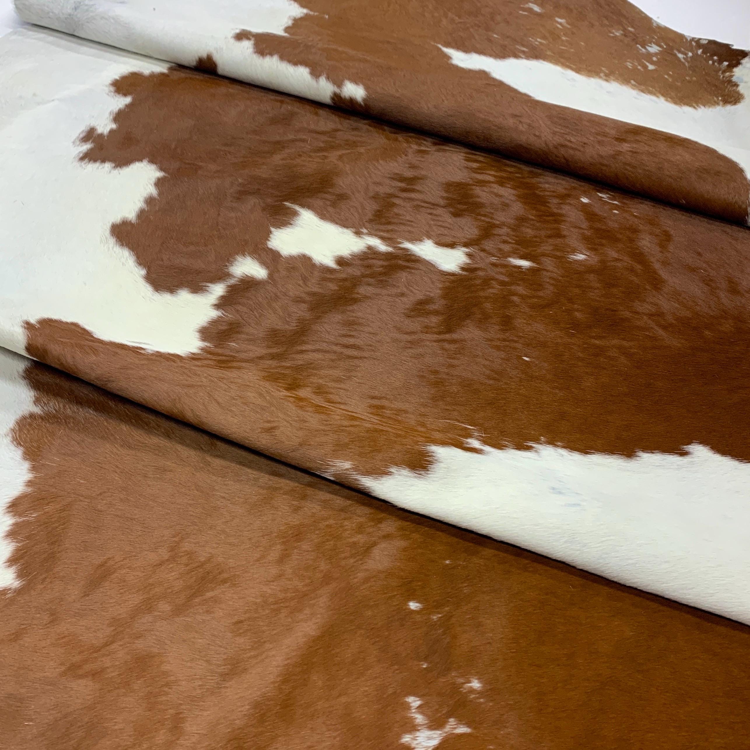 Cow hide brown white Pony Hair on Leather: 2 mm Hair-on Hide for Purses, Boots