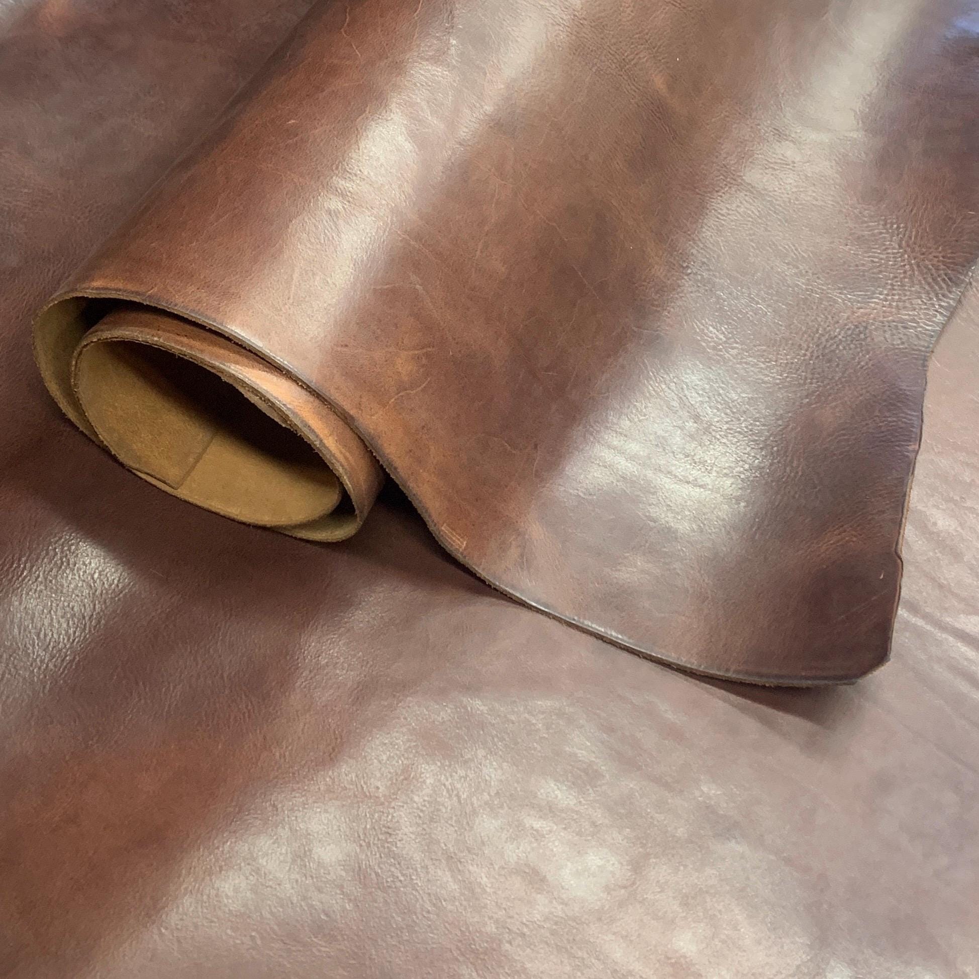 Brown Leather Chestnut Maroon | Italian Veg tan natural | PULL UP | 2.2 mm 5oz | Brown Distressed sheets for bags shoes crafts
