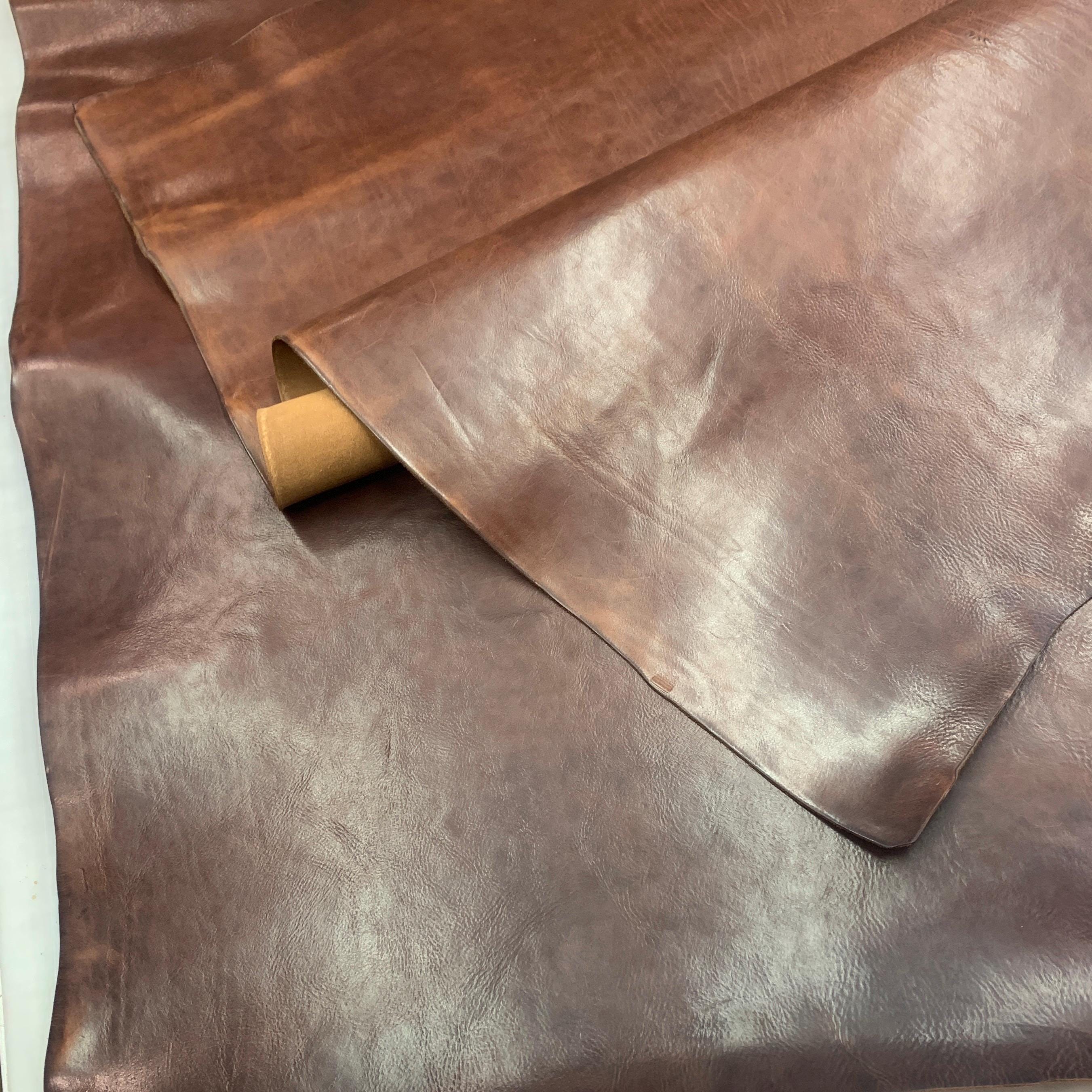 Brown Leather Chestnut Maroon | Italian Veg tan natural | PULL UP | 2.2 mm 5oz | Brown Distressed sheets for bags shoes crafts