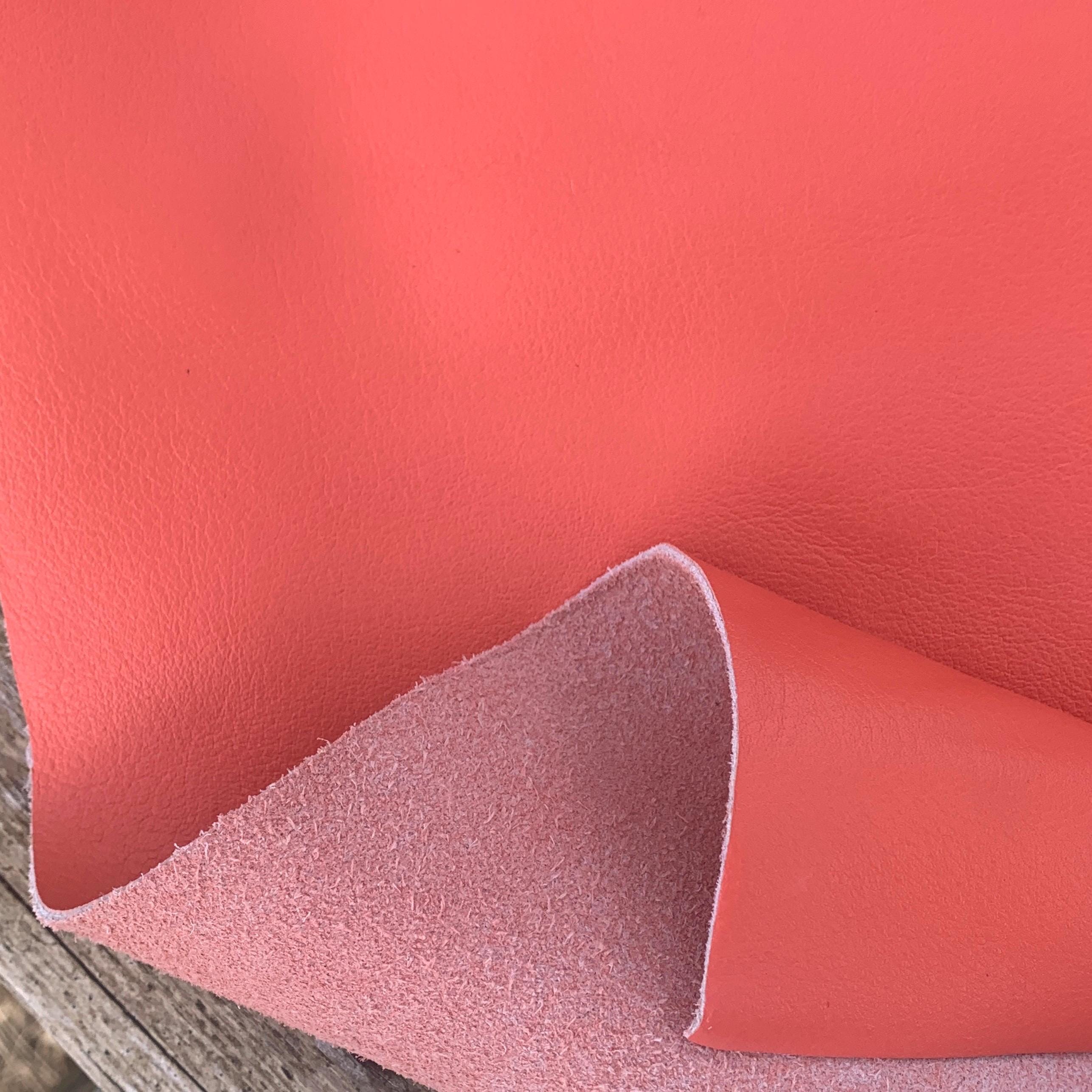 Leather Orange Coral 100% real | 1.2 mm | 3 OZ | Natural cow hide side | Precut sheet panel
