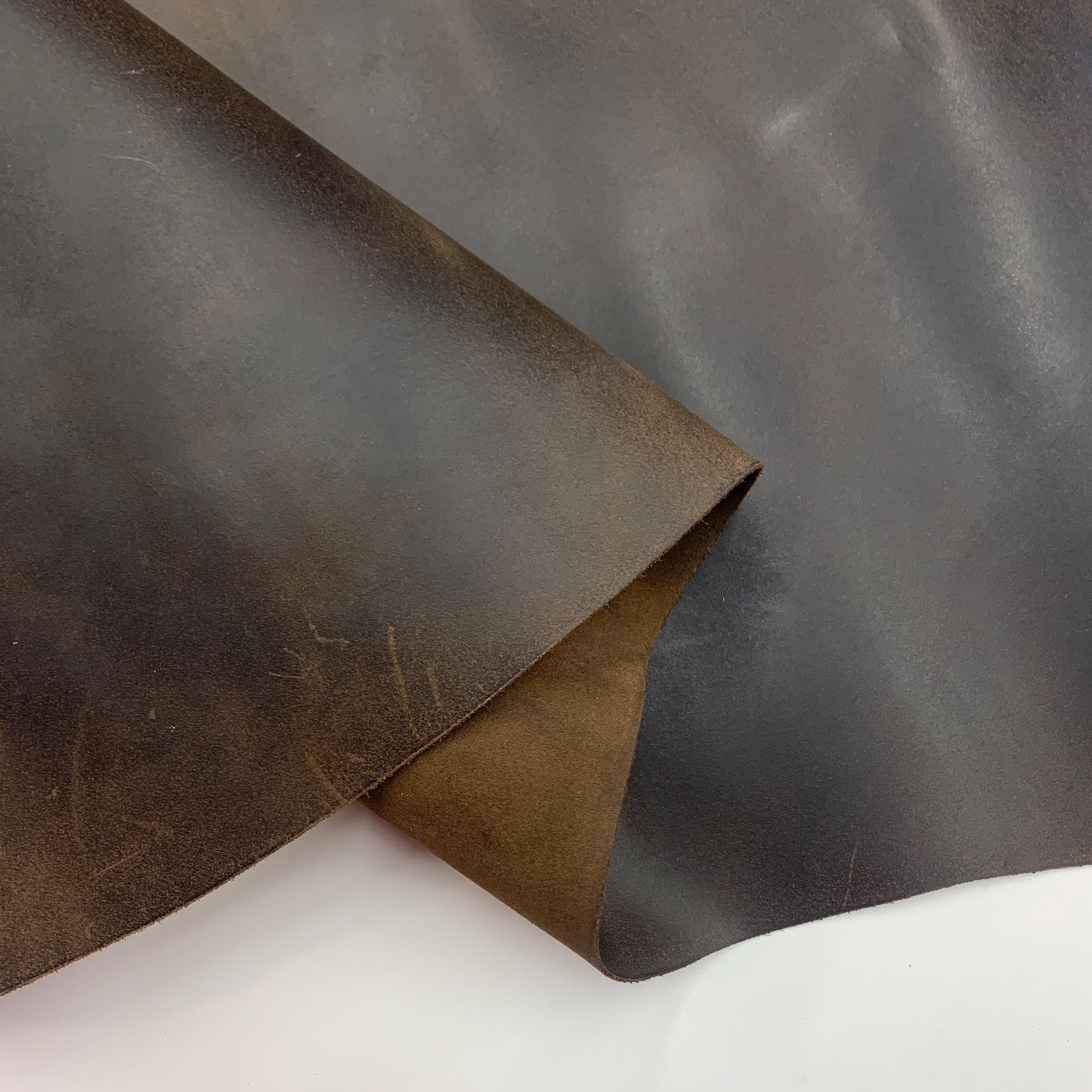 Brown Leather waxed suede Vegetable tanned Italian | natural | PULL UP | 2 mm 5oz | Distressed Rustic | sheets panels for bags shoes crafts
